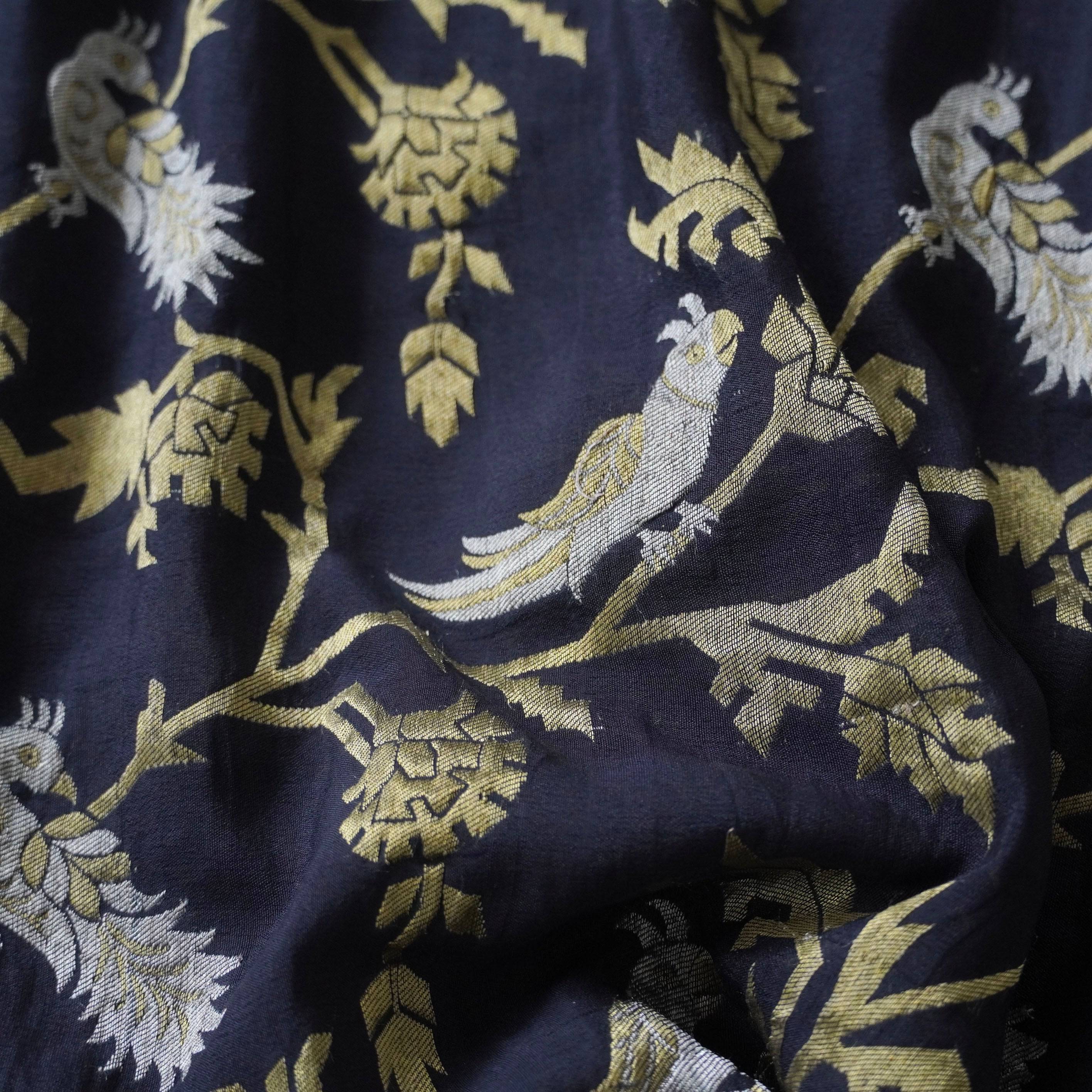 Georgette Black Birds of Paradise Banarasi Saree