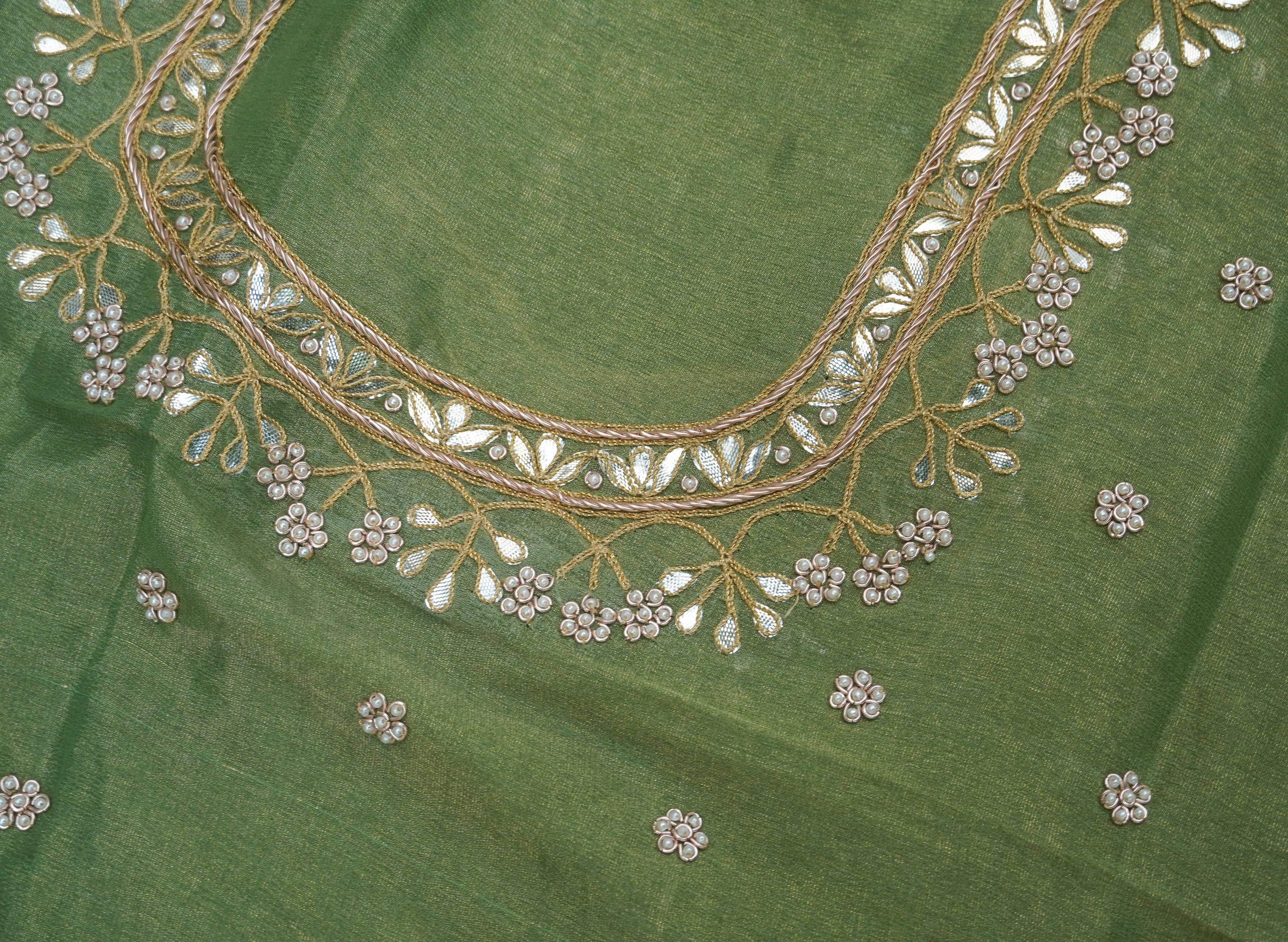 Handwoven Pure Georgette by Tissue Banarasi Embroidery Saree