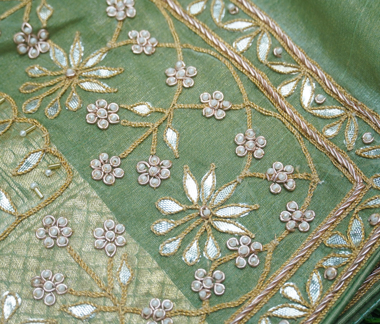 Handwoven Pure Georgette by Tissue Banarasi Embroidery Saree