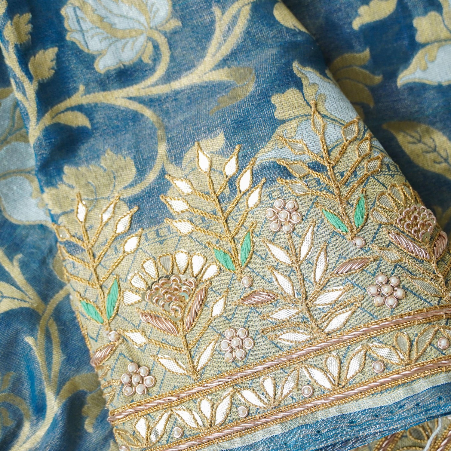Pure Georgette by Tissue Banarasi Embroidery Saree