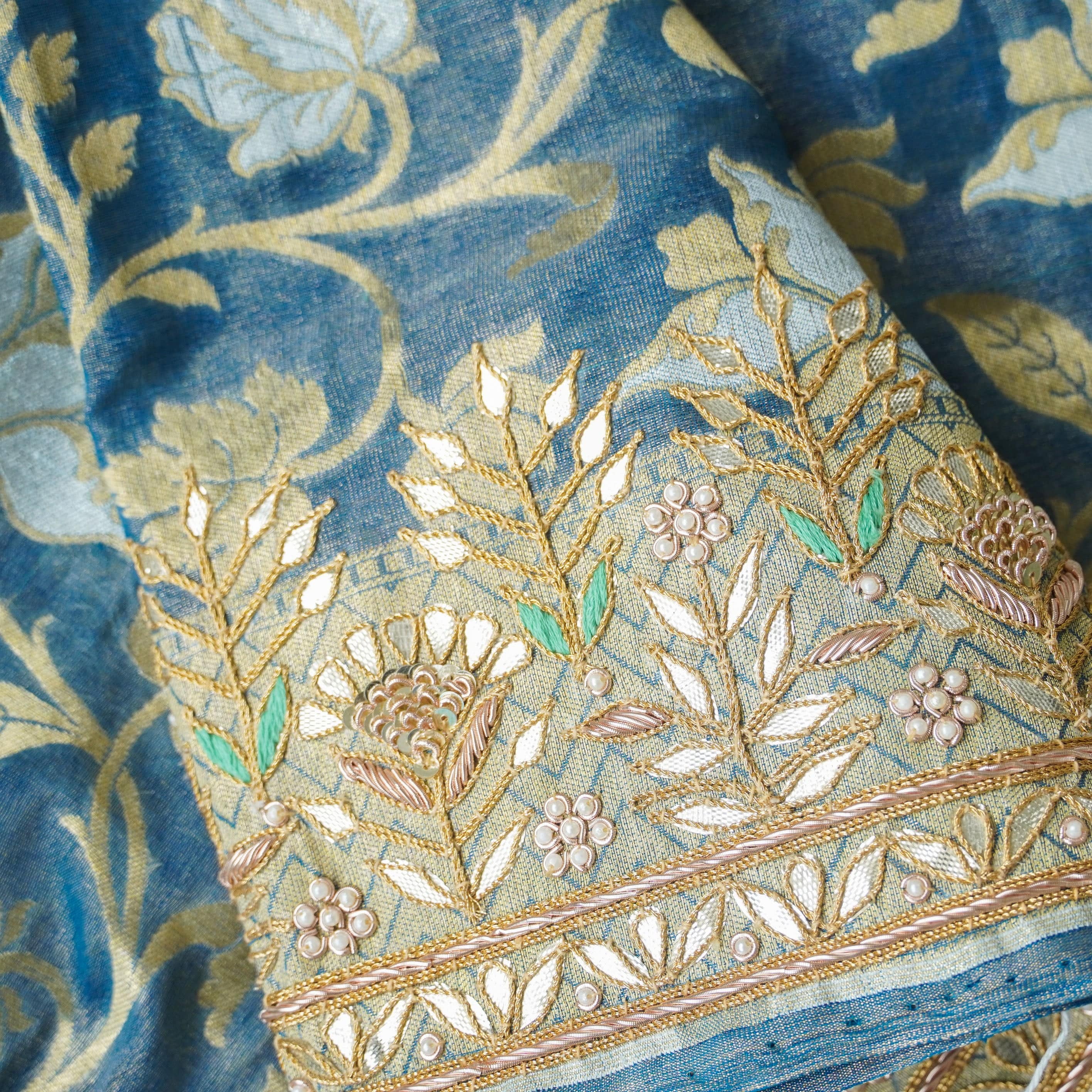 Pure Georgette by Tissue Banarasi Embroidery Saree