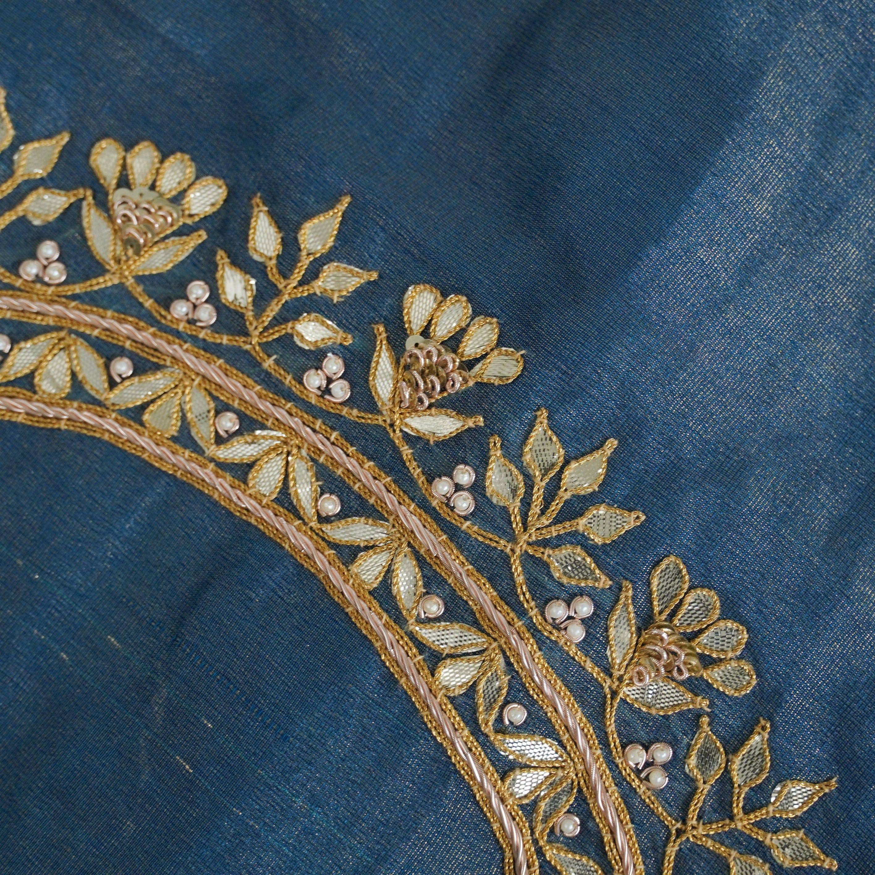Pure Georgette by Tissue Banarasi Embroidery Saree