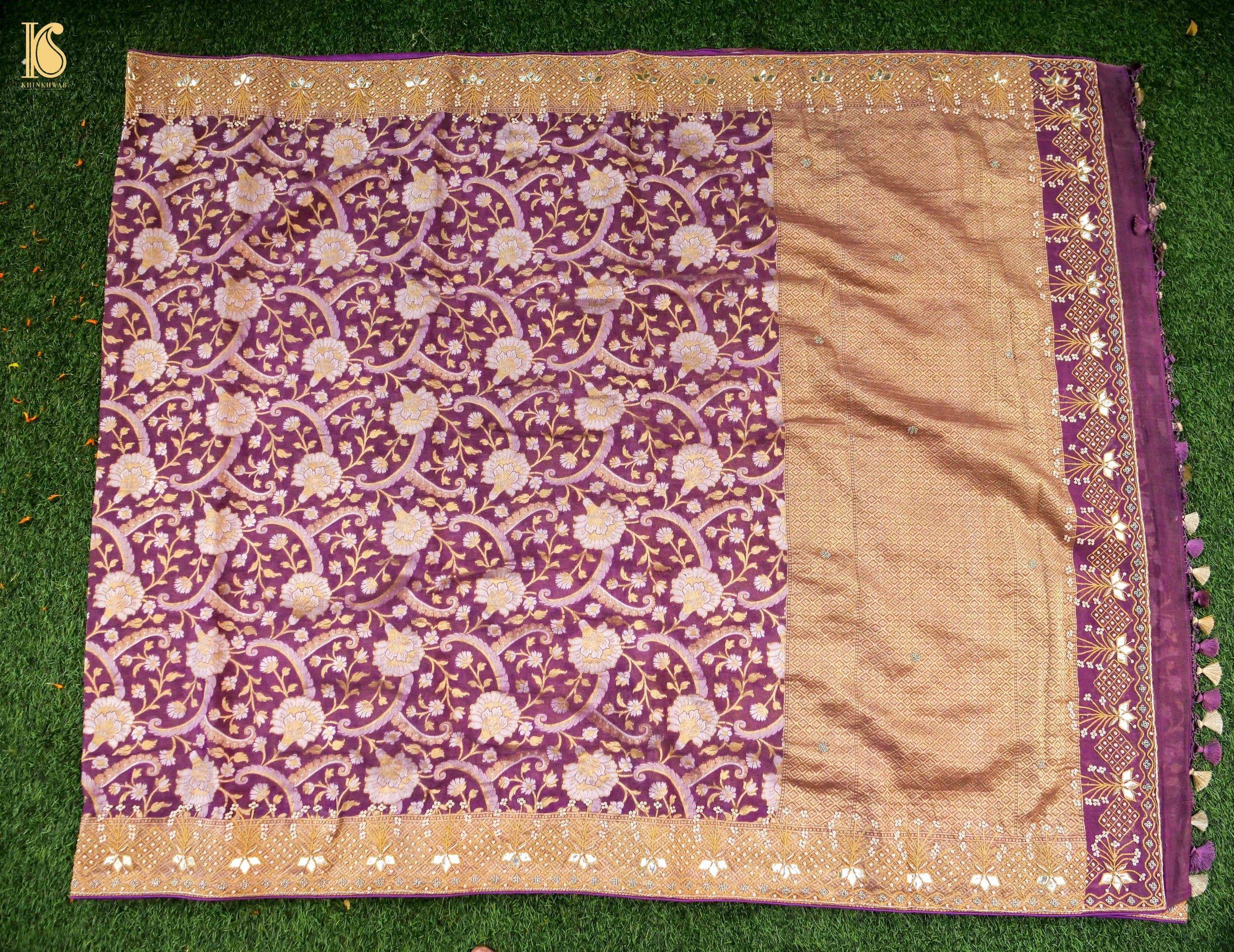 Handwoven Pure Georgette by Tissue Banarasi Embroidery Saree
