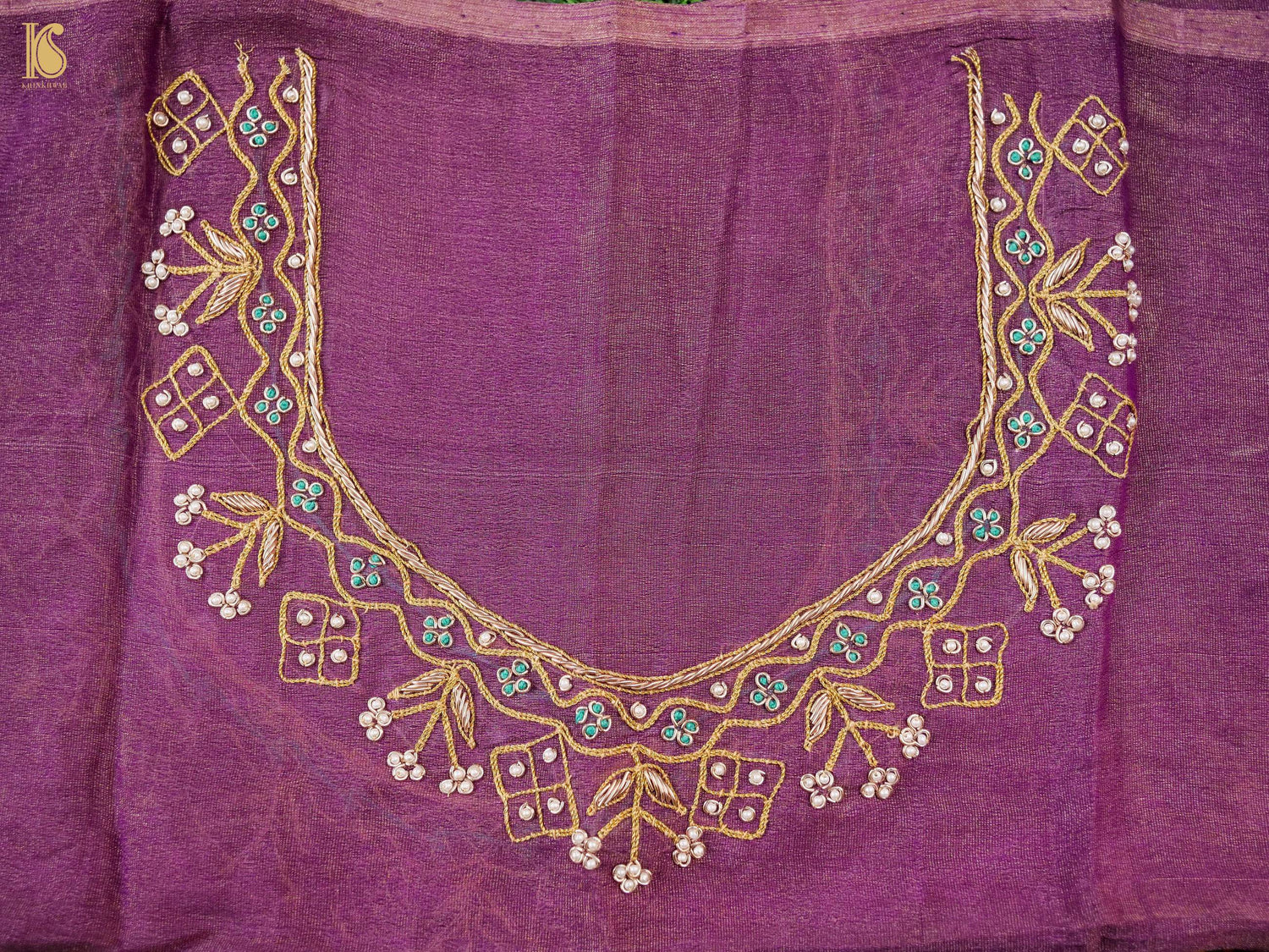 Handwoven Pure Georgette by Tissue Banarasi Embroidery Saree