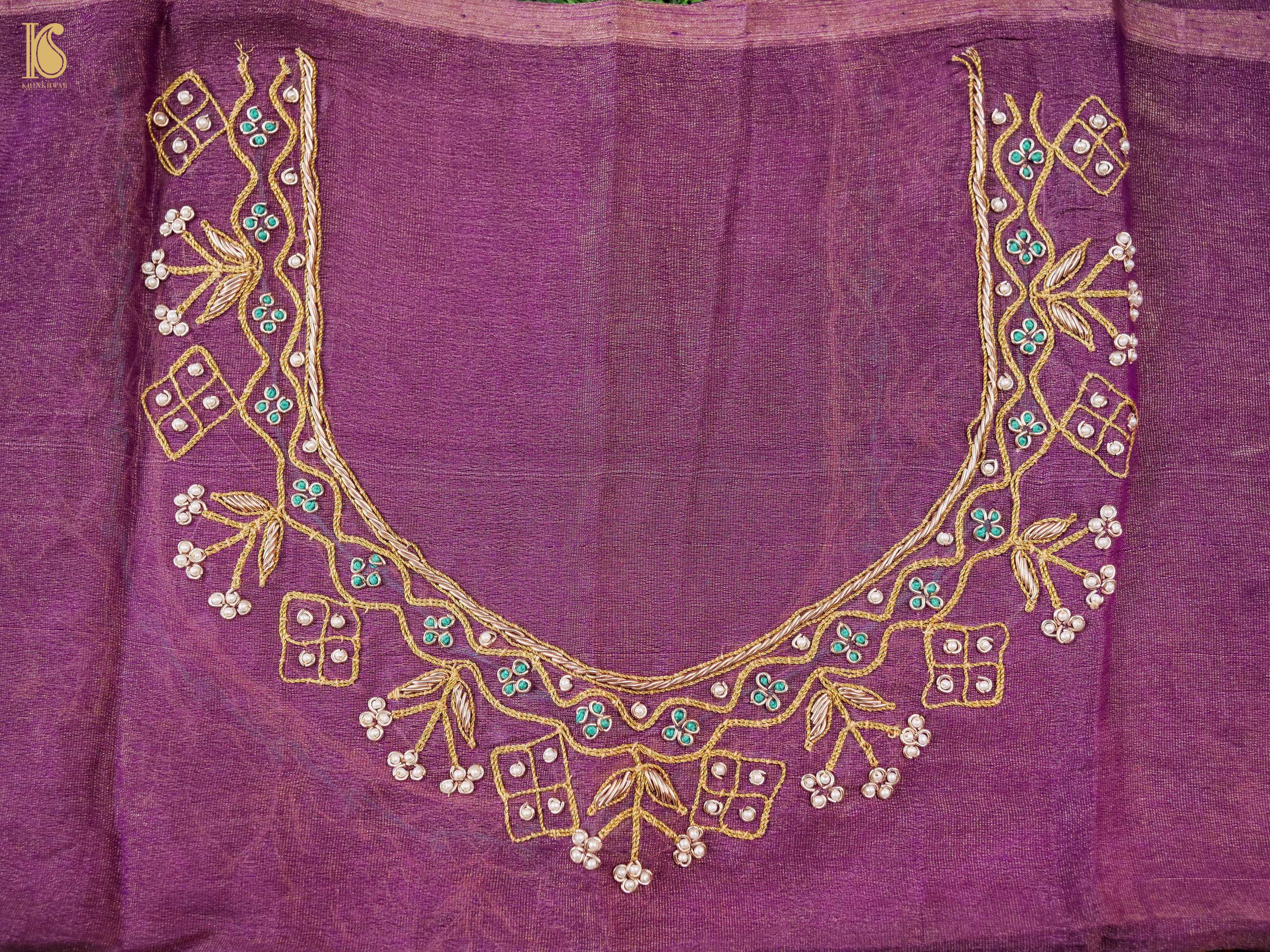 Handwoven Pure Georgette by Tissue Banarasi Embroidery Saree
