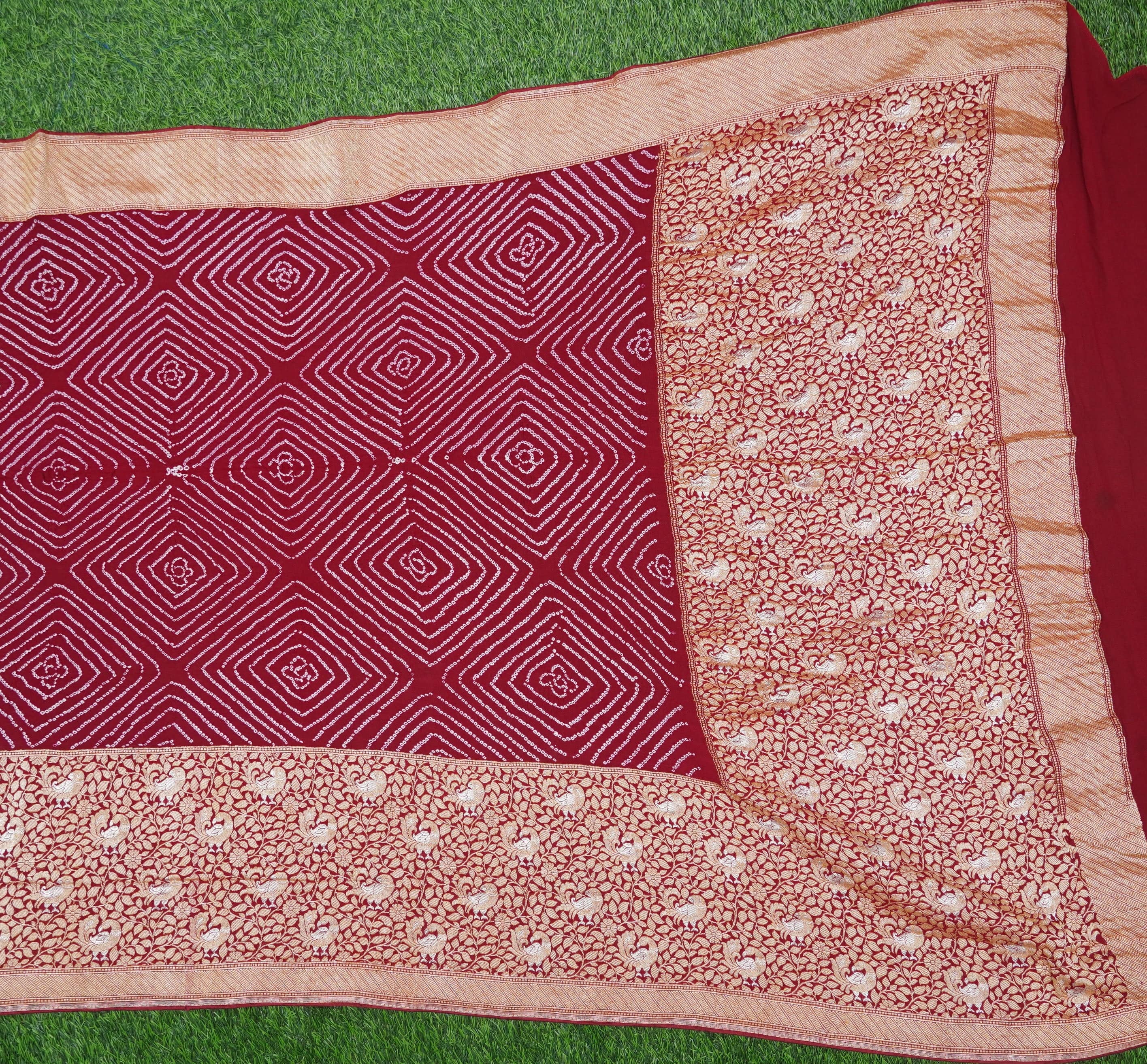 Handloom Banarasi Georgette Bandhani Saree