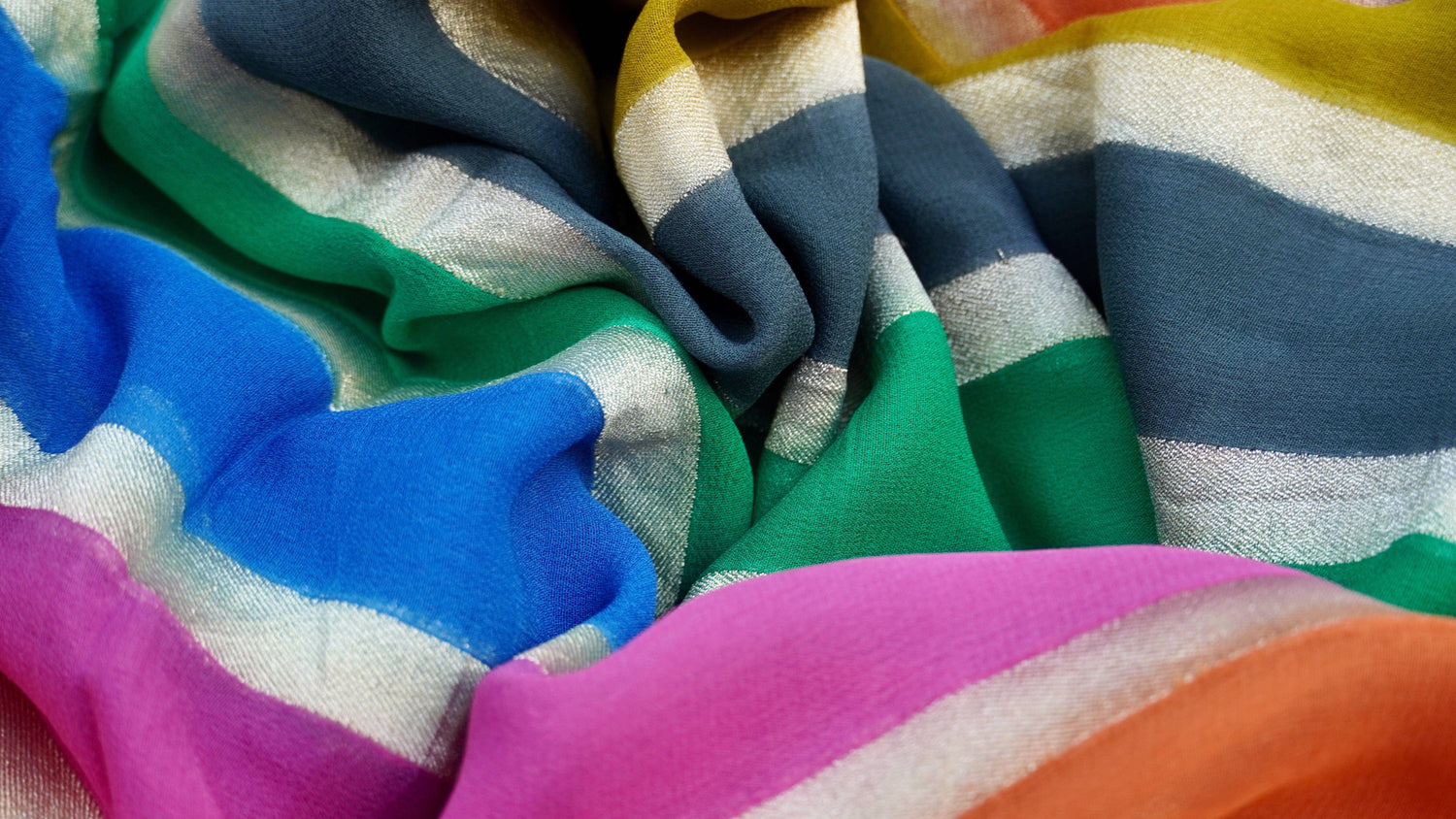 Preorder : Multicolor Rangkat Pure Georgette Handloom Banarasi Dupatta