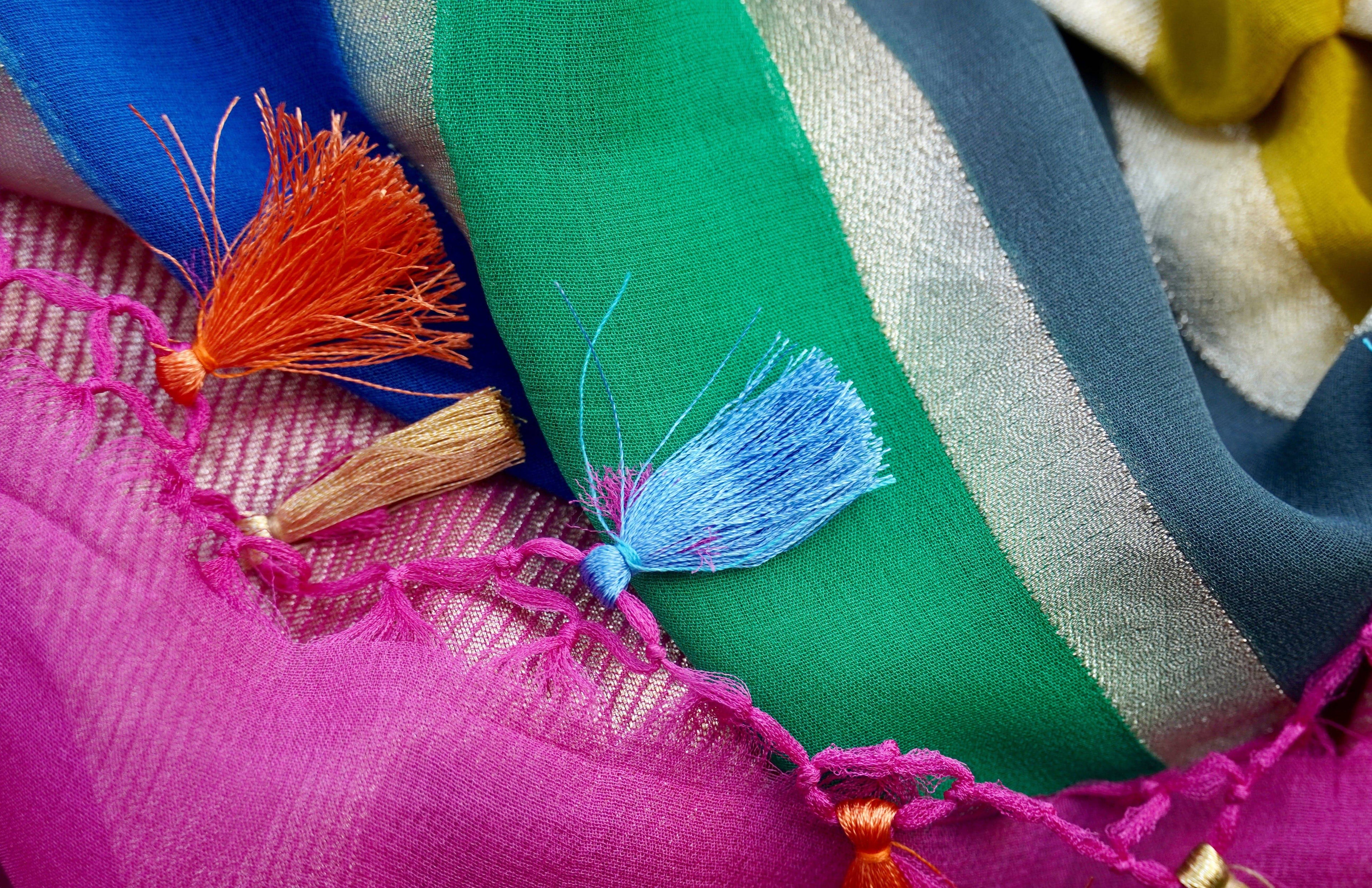 Preorder : Multicolor Rangkat Pure Georgette Handloom Banarasi Dupatta