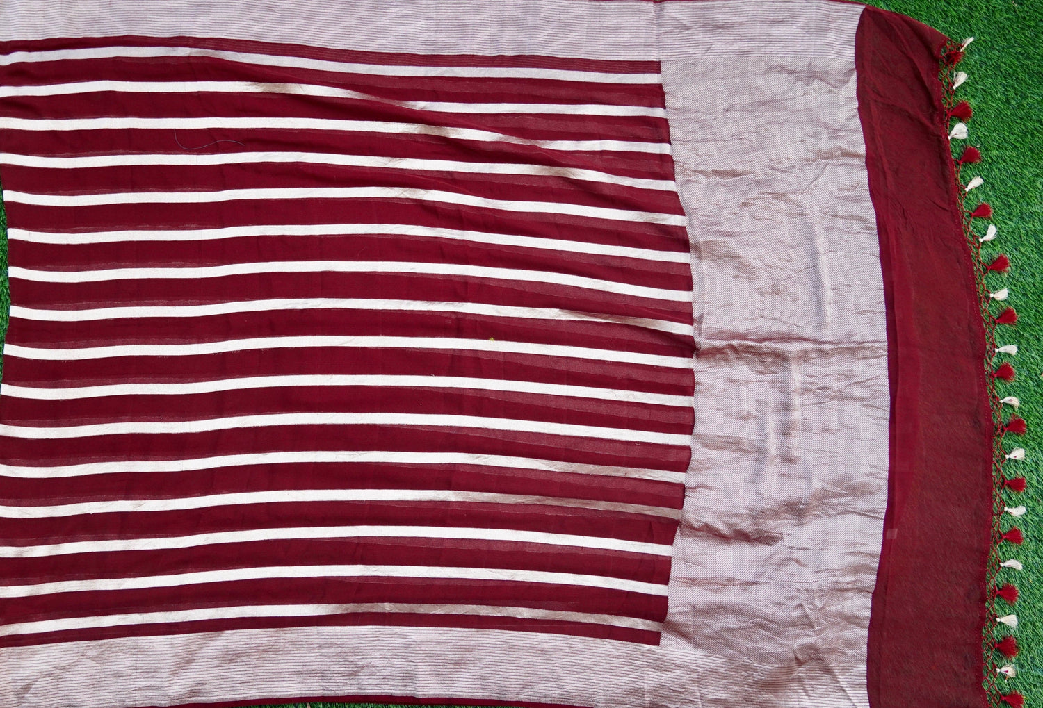 Pure Georgette Handloom Stripes Banarasi Saree