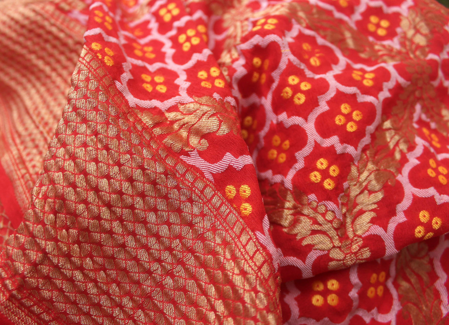 Red Georgette Handloom Banarasi Dupatta