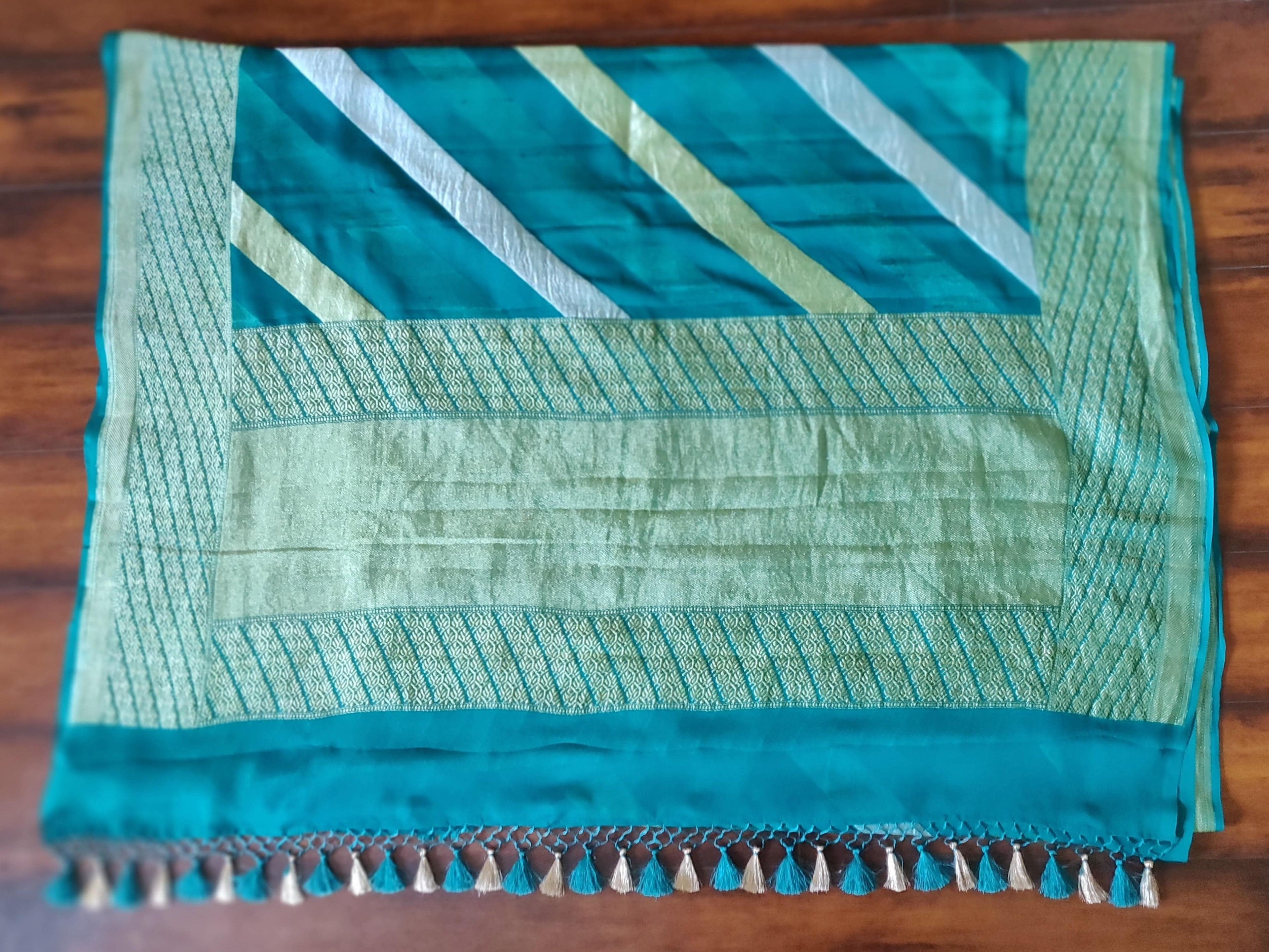 Georgette Banarasi Handloom Stripes Saree