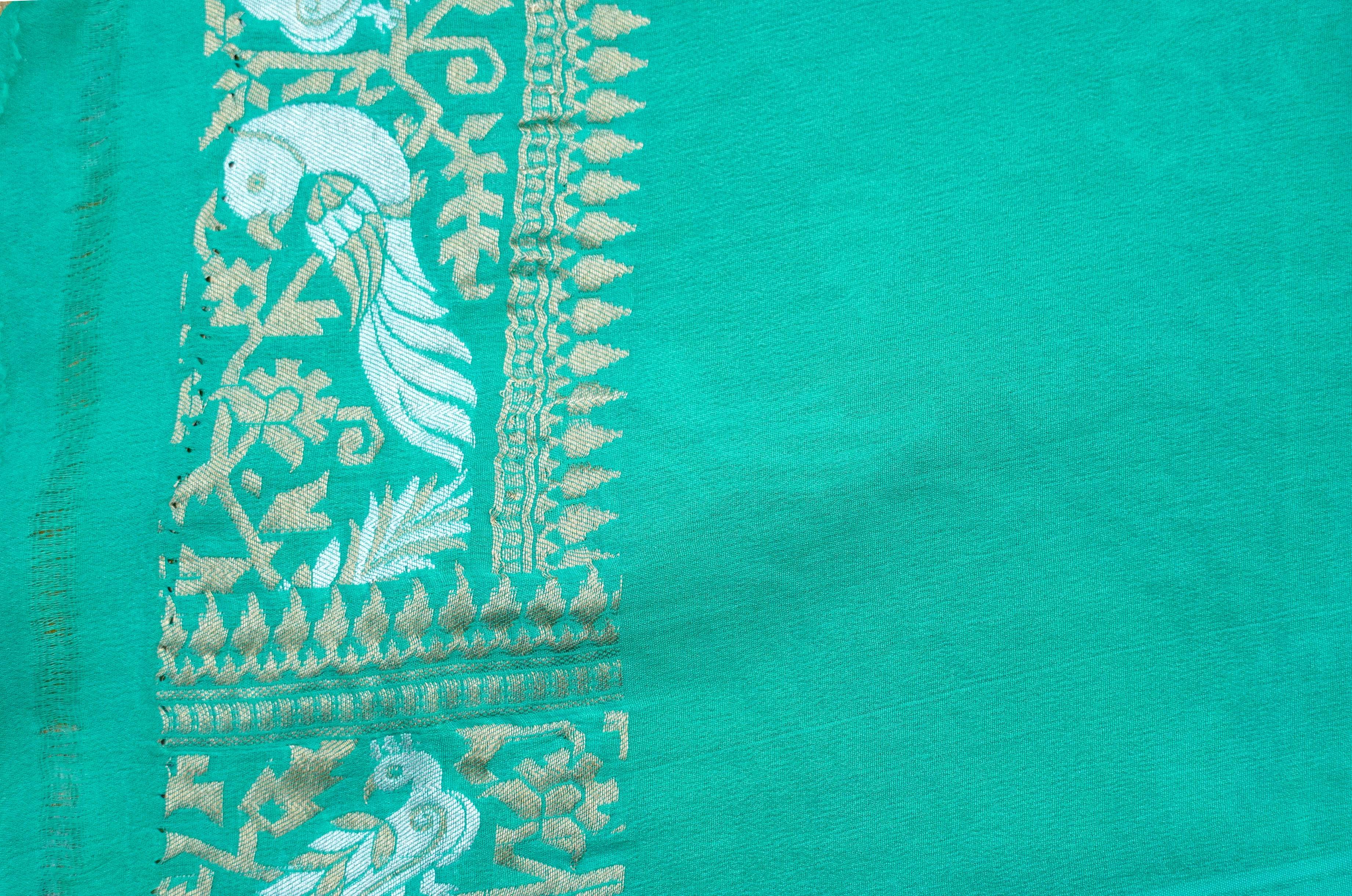 Yellow Georgette Handloom Banarasi Birds of Paradise Saree