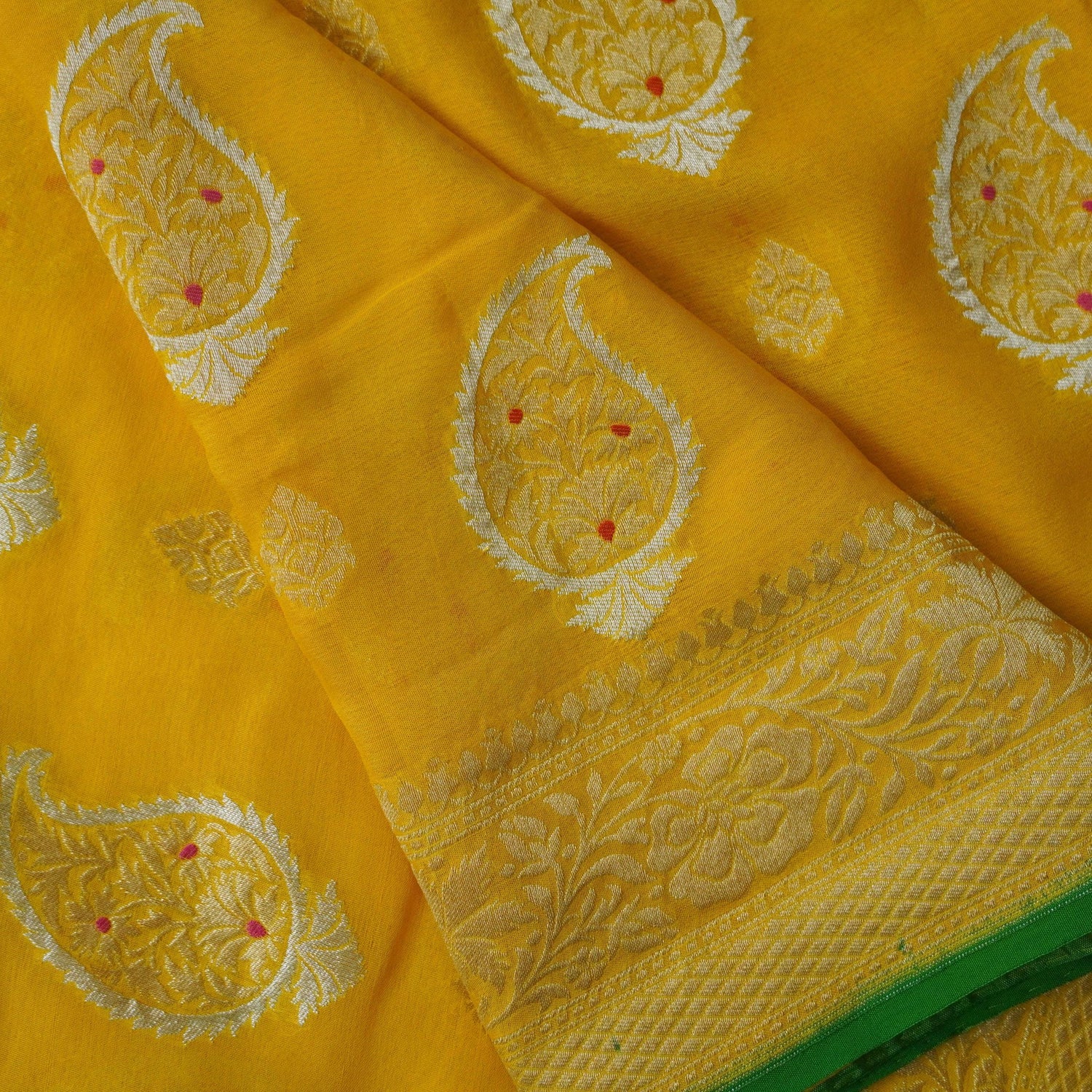 Yellow Georgette Handloom Banarasi Saree