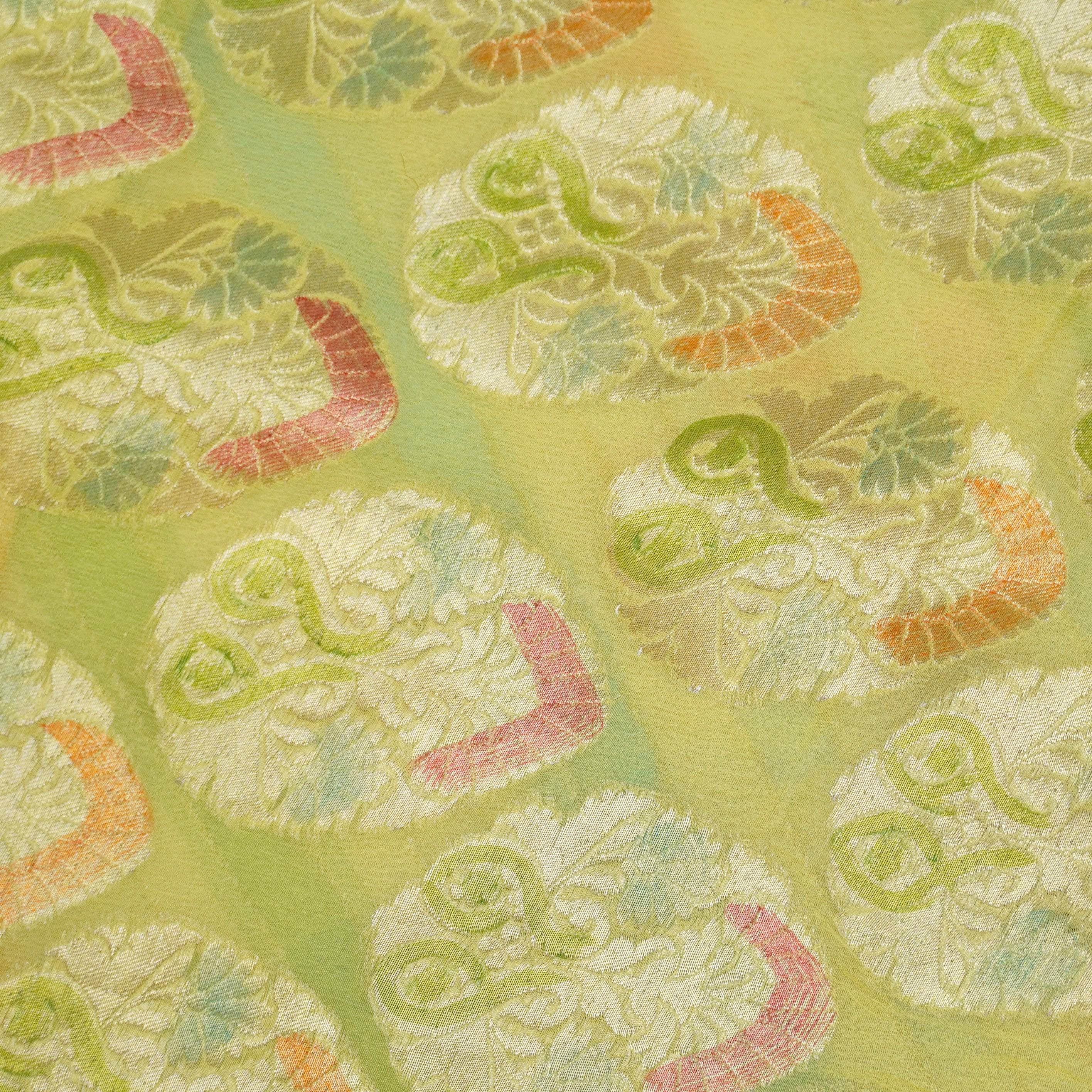 Yellow Stripes Chiffon Georgette Handloom Banarasi Saree