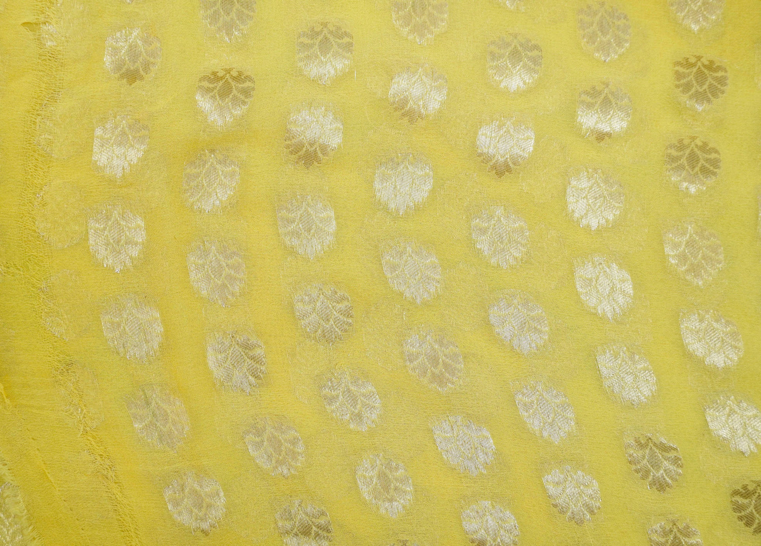 Yellow Stripes Chiffon Georgette Handloom Banarasi Saree