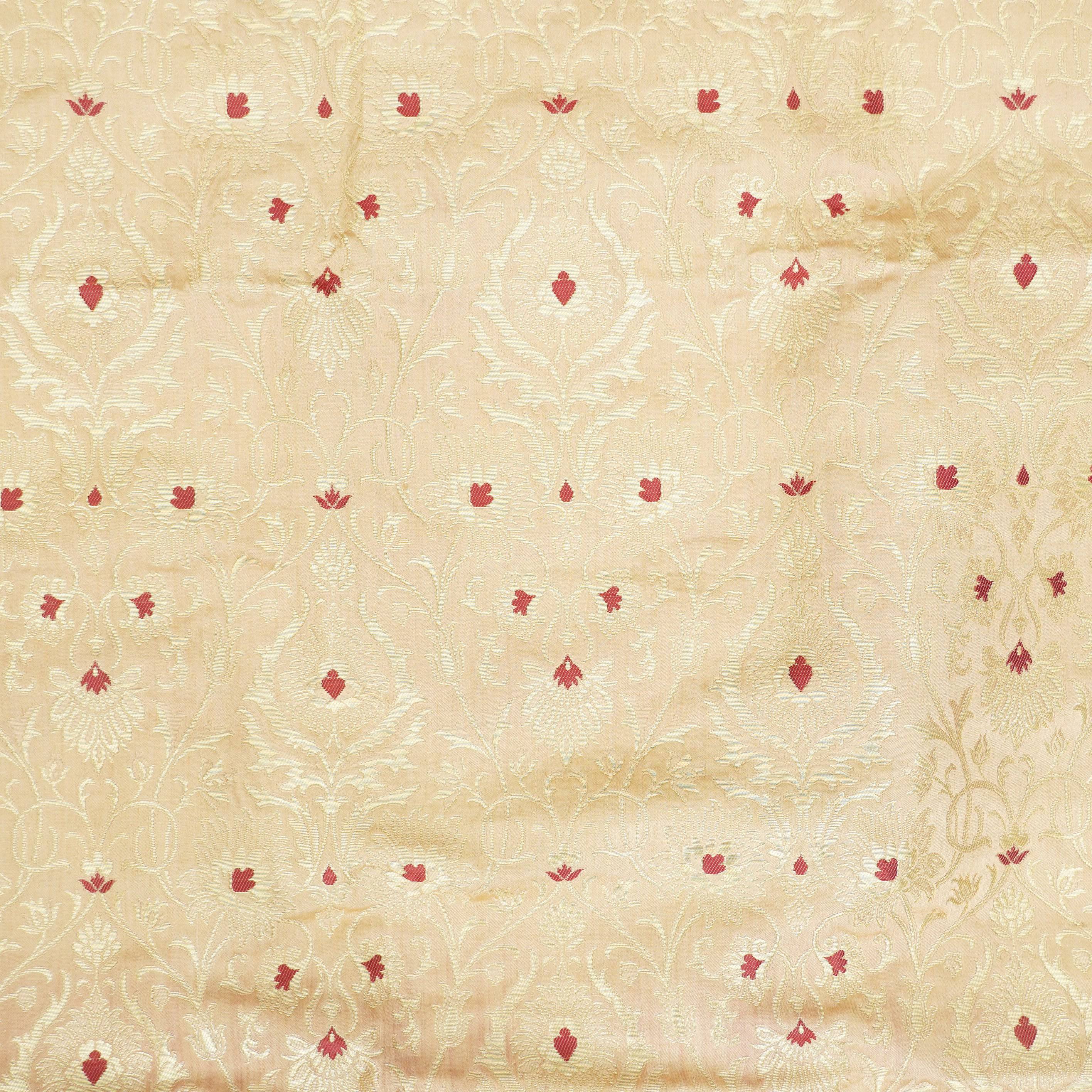 Beige Kinkhab / Kimkhab Brocade Banarasi Fabric