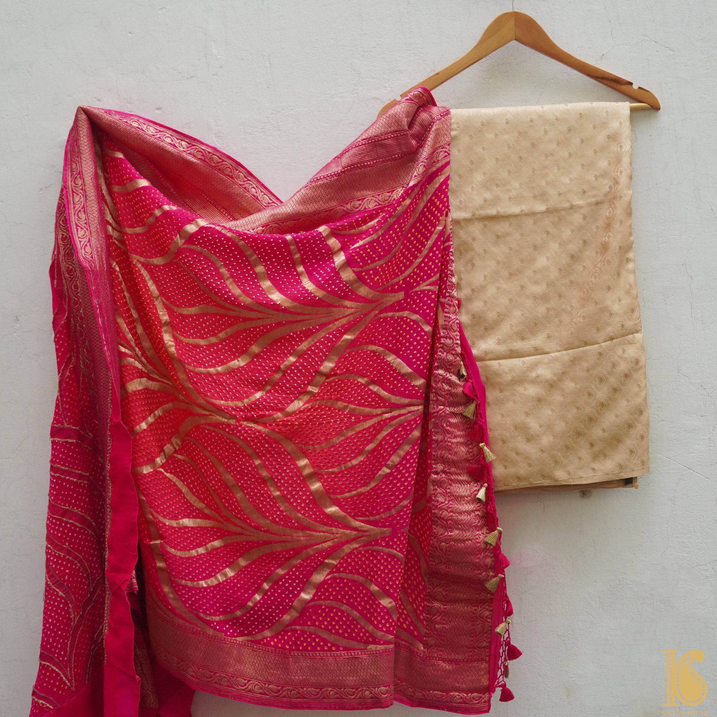 Handloom Banarasi Tanchoi Silk Jasmine Fabric