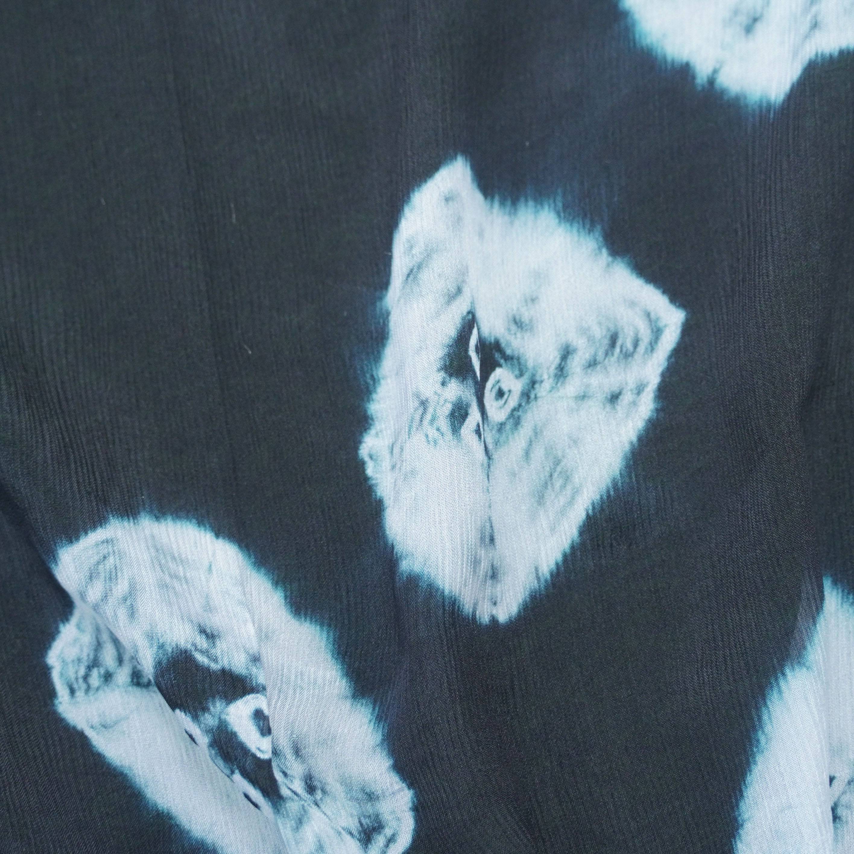 Black Pure Silk Chinon Shibori Fabric