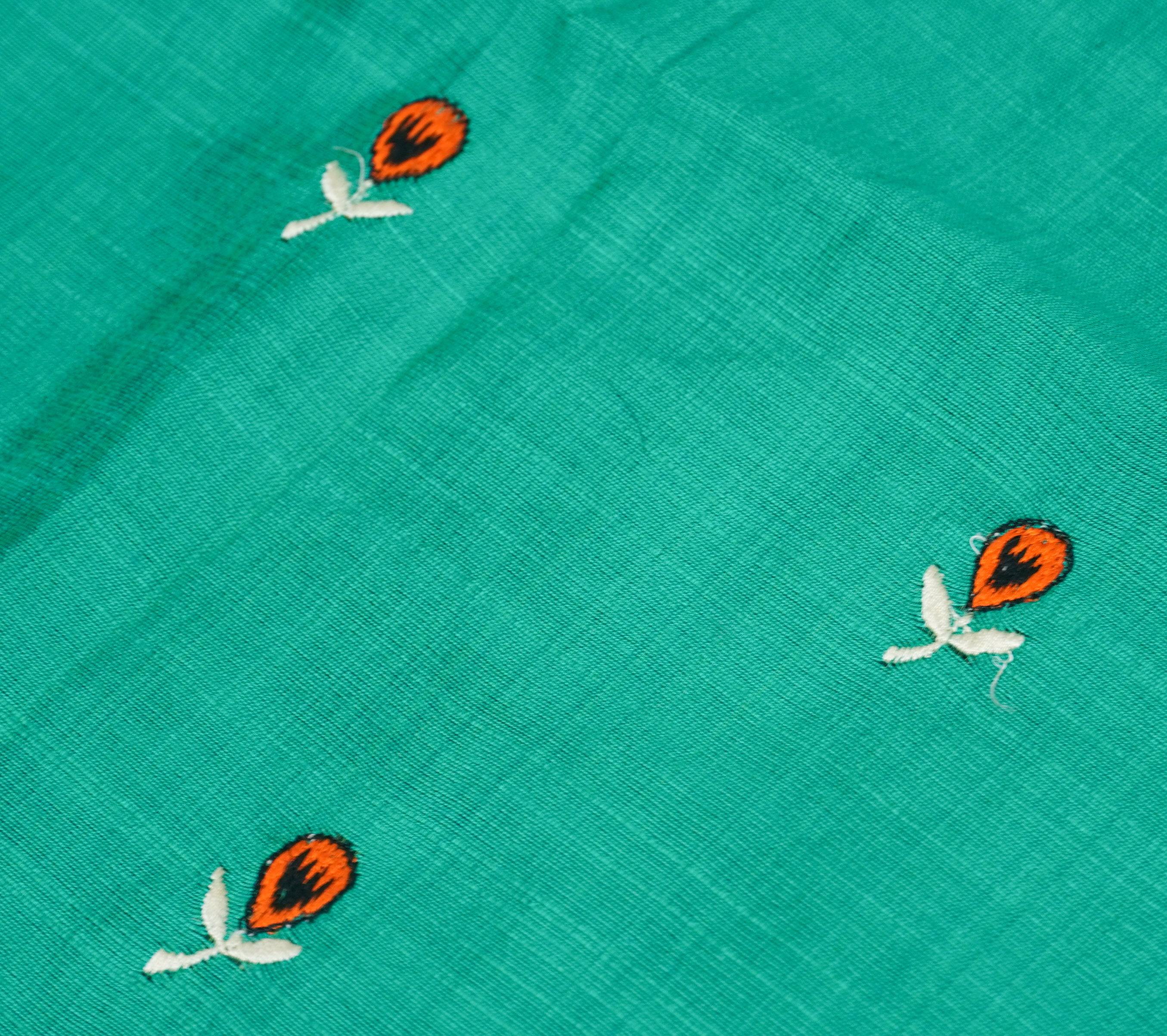 Embroidered Pure Cotton Blouse Green Fabric