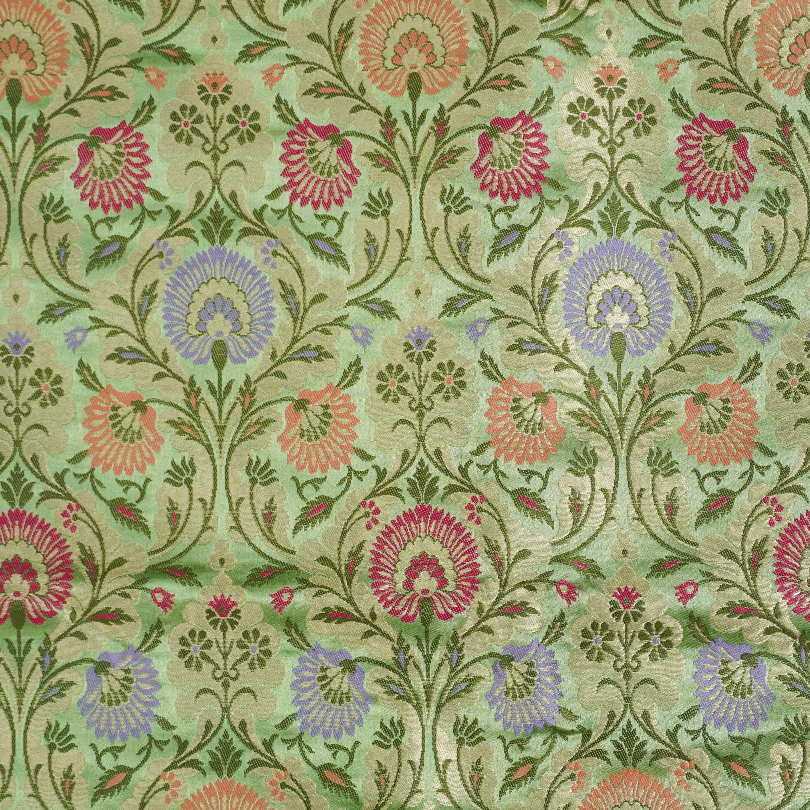 Green Kinkhab / Kimkhab Brocade Banarasi Fabric