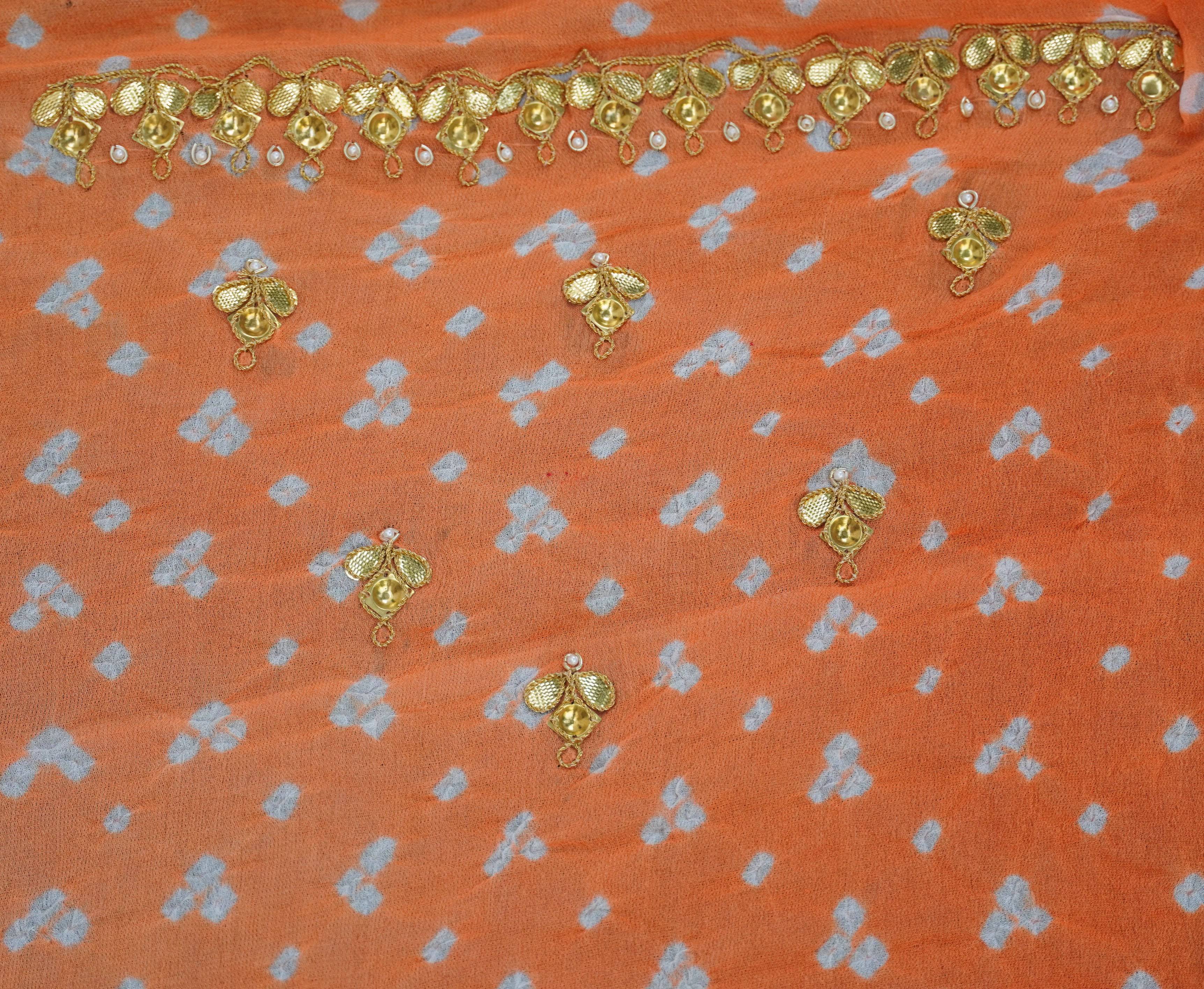 Hand Embroidered Pure Georgette Bandhani Blouse Fabric