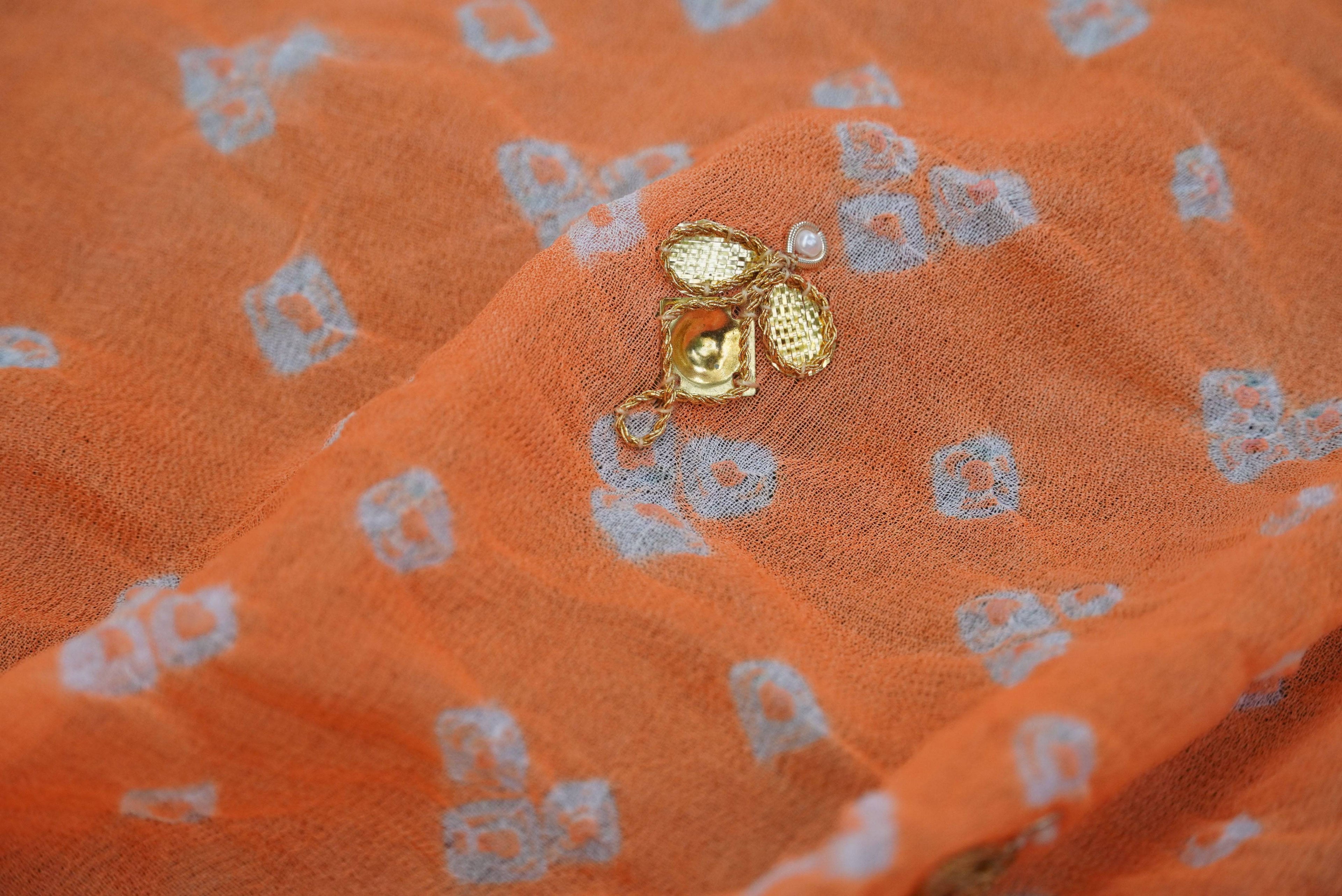Hand Embroidered Pure Georgette Bandhani Blouse Fabric