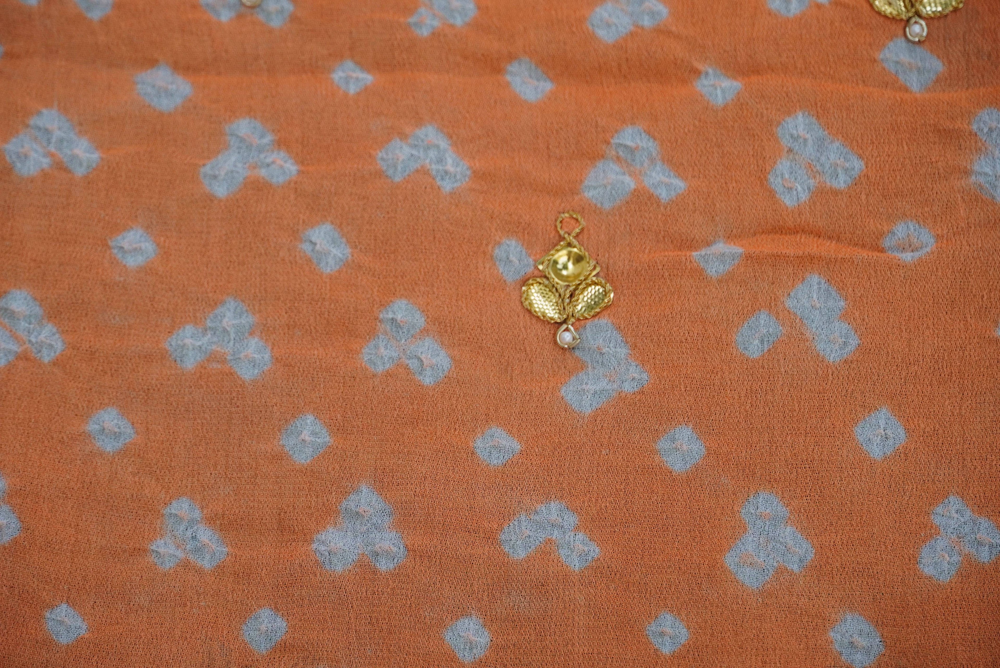 Hand Embroidered Pure Georgette Bandhani Blouse Fabric