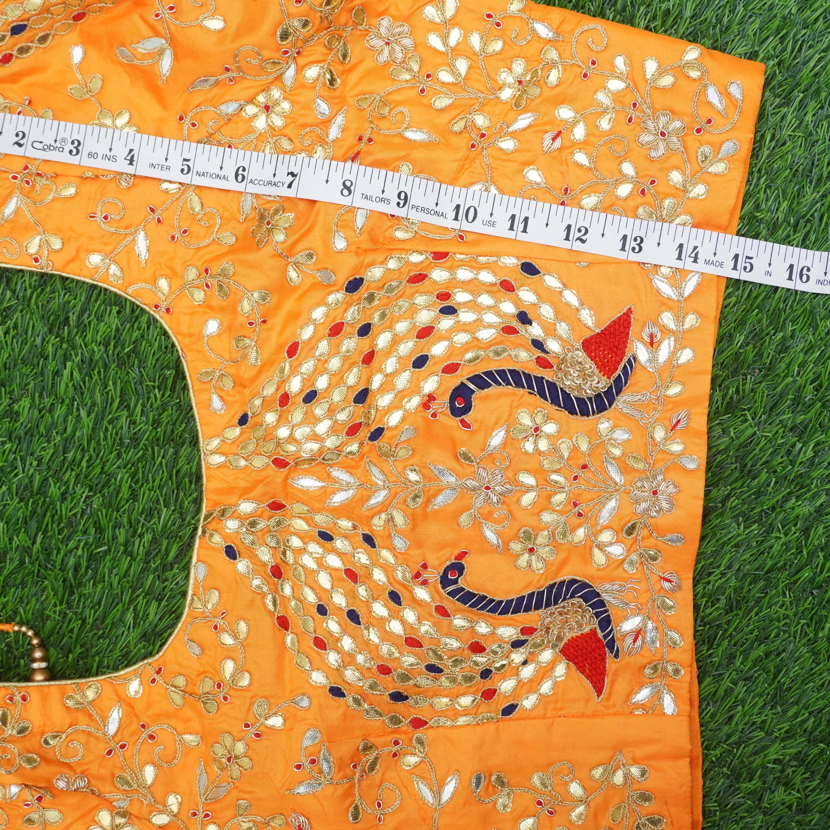 Hand Embroidered Pure Silk Orange Stitched Blouse