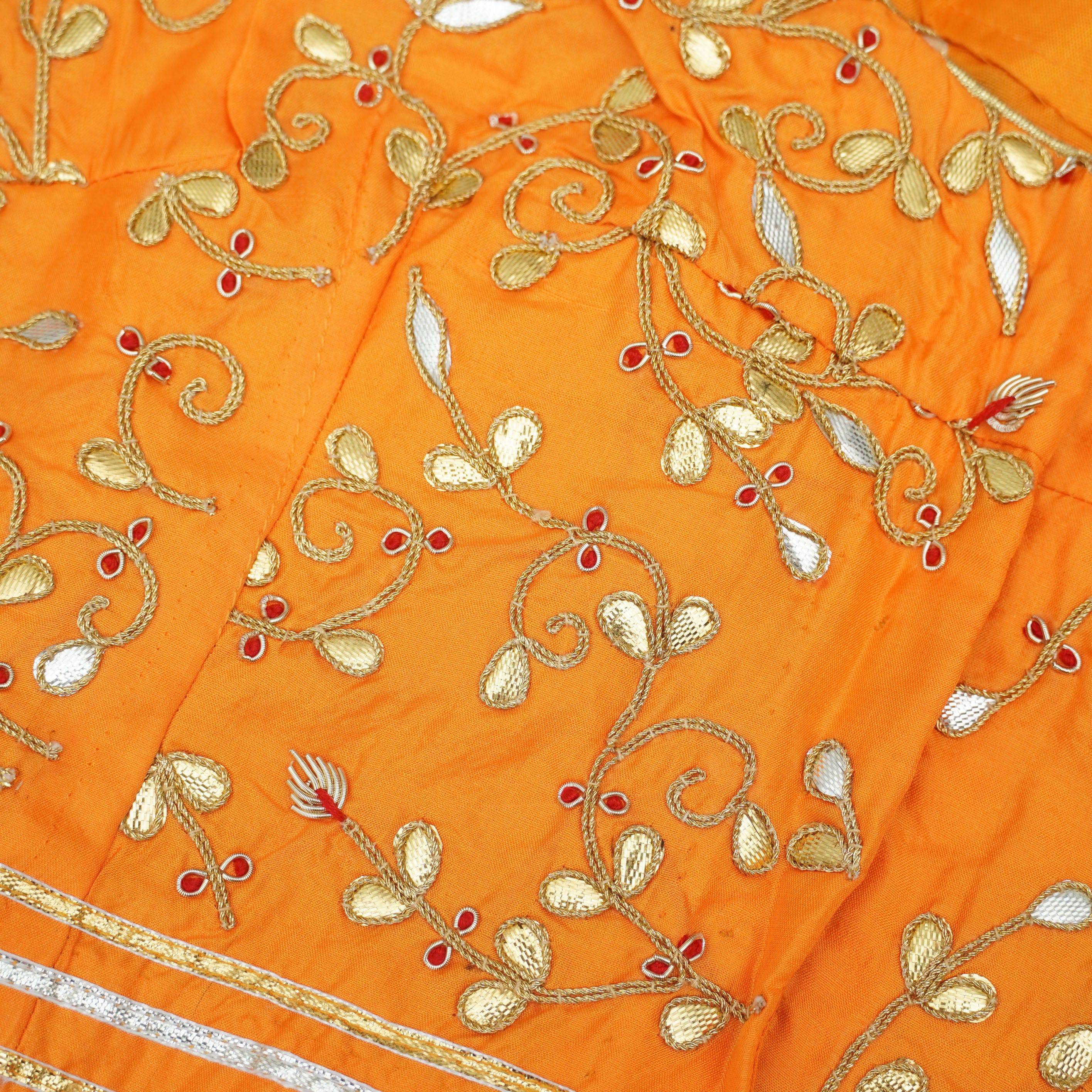 Hand Embroidered Pure Silk Orange Stitched Blouse