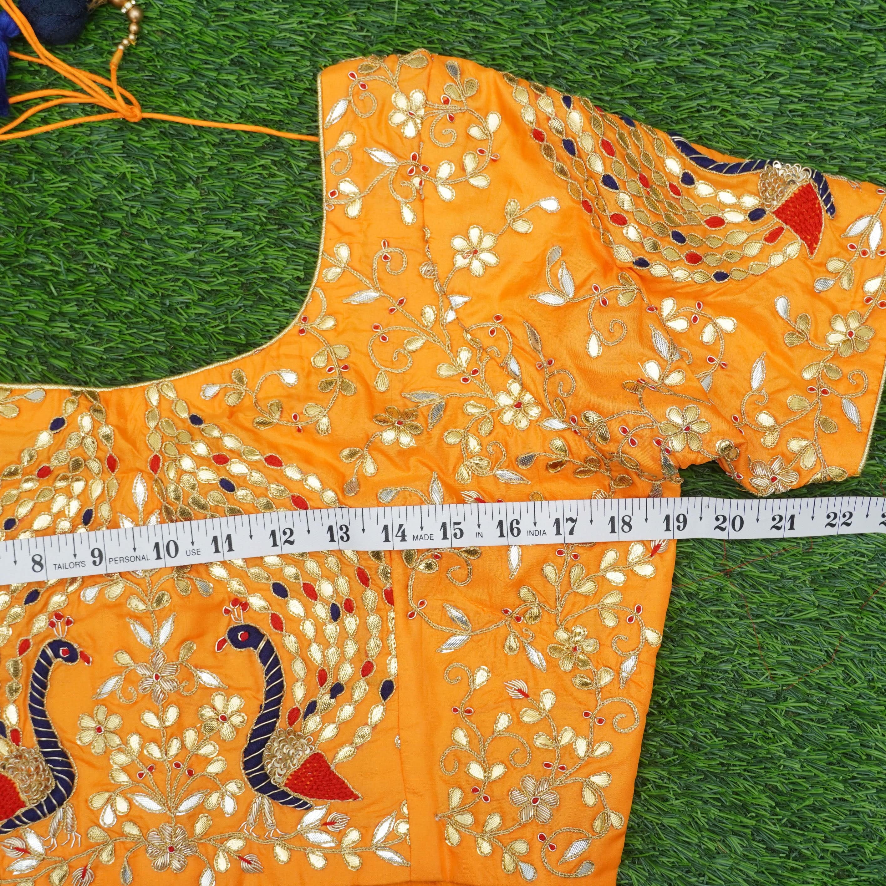 Hand Embroidered Pure Silk Orange Stitched Blouse
