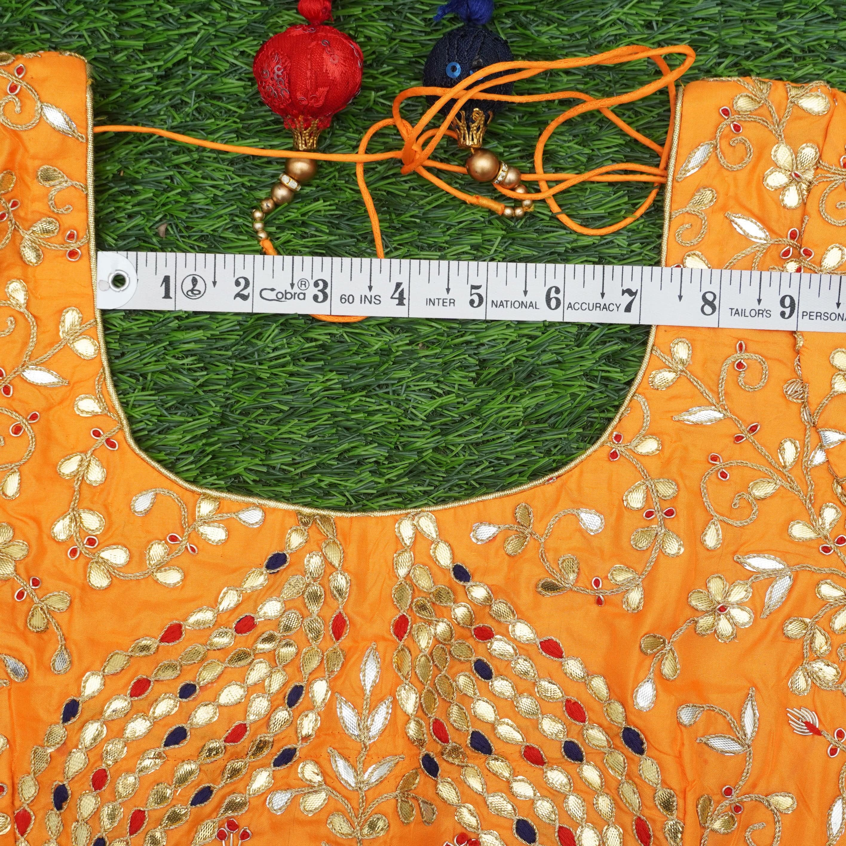 Hand Embroidered Pure Silk Orange Stitched Blouse
