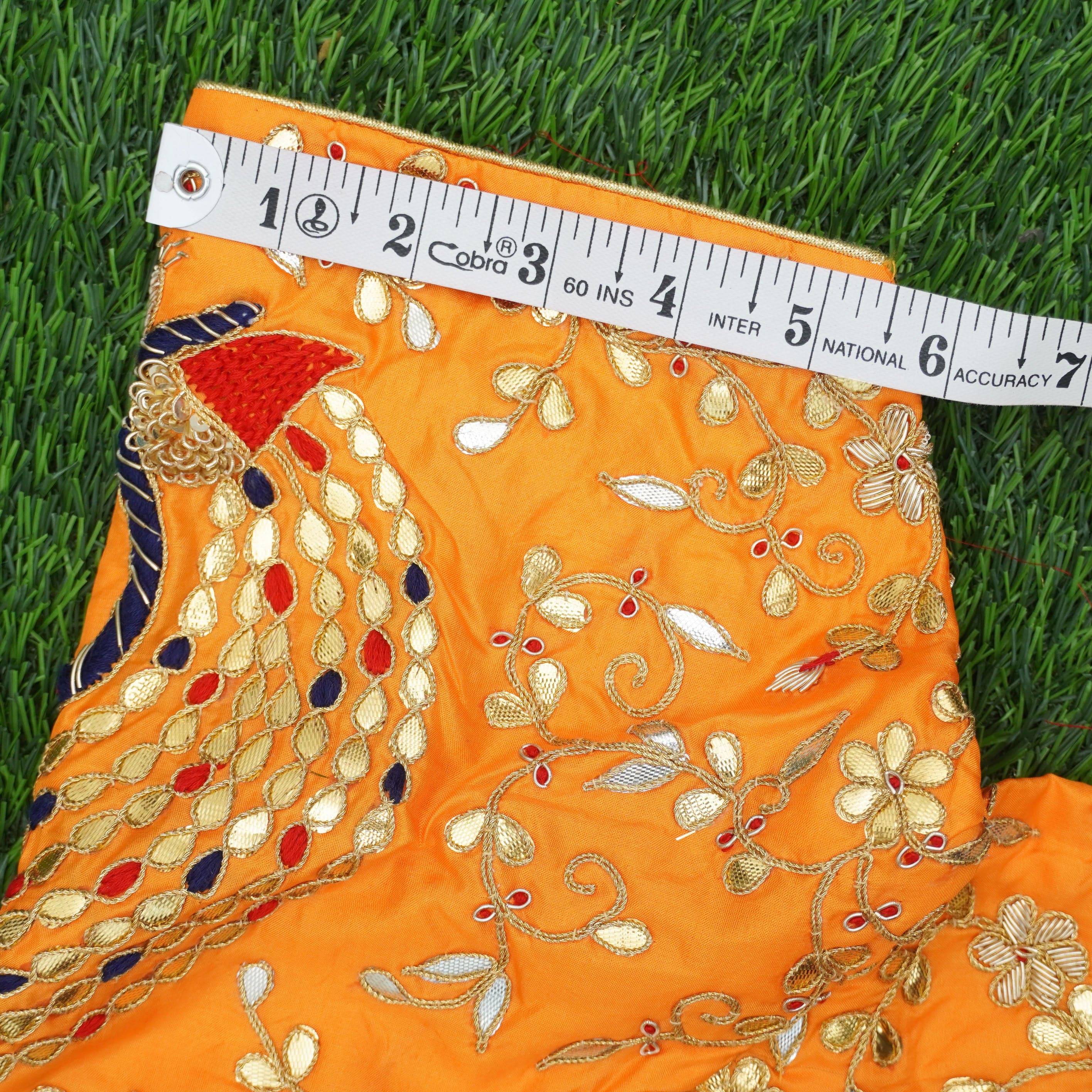 Hand Embroidered Pure Silk Orange Stitched Blouse