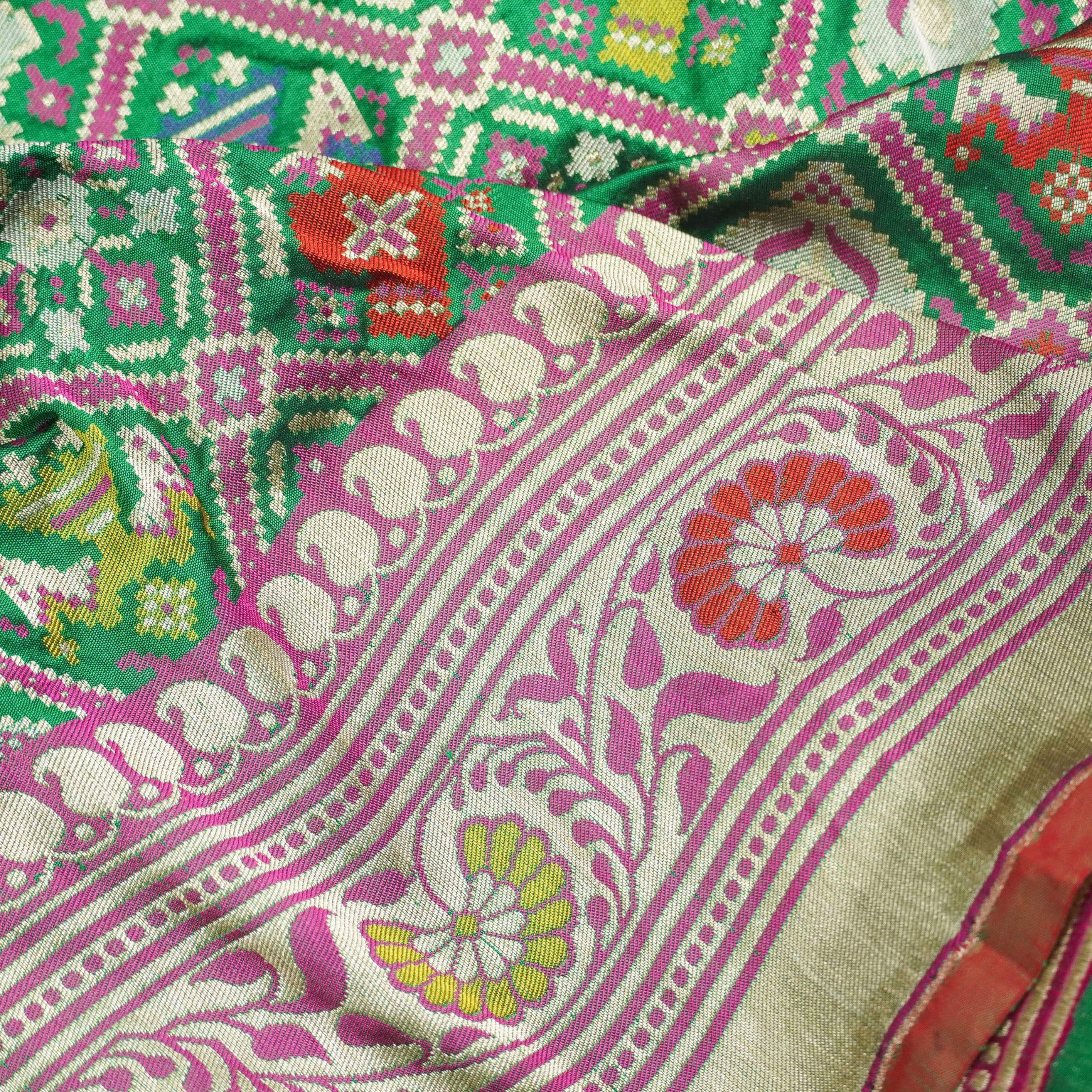 Handloom Banarasi Katan Silk Green Dupatta