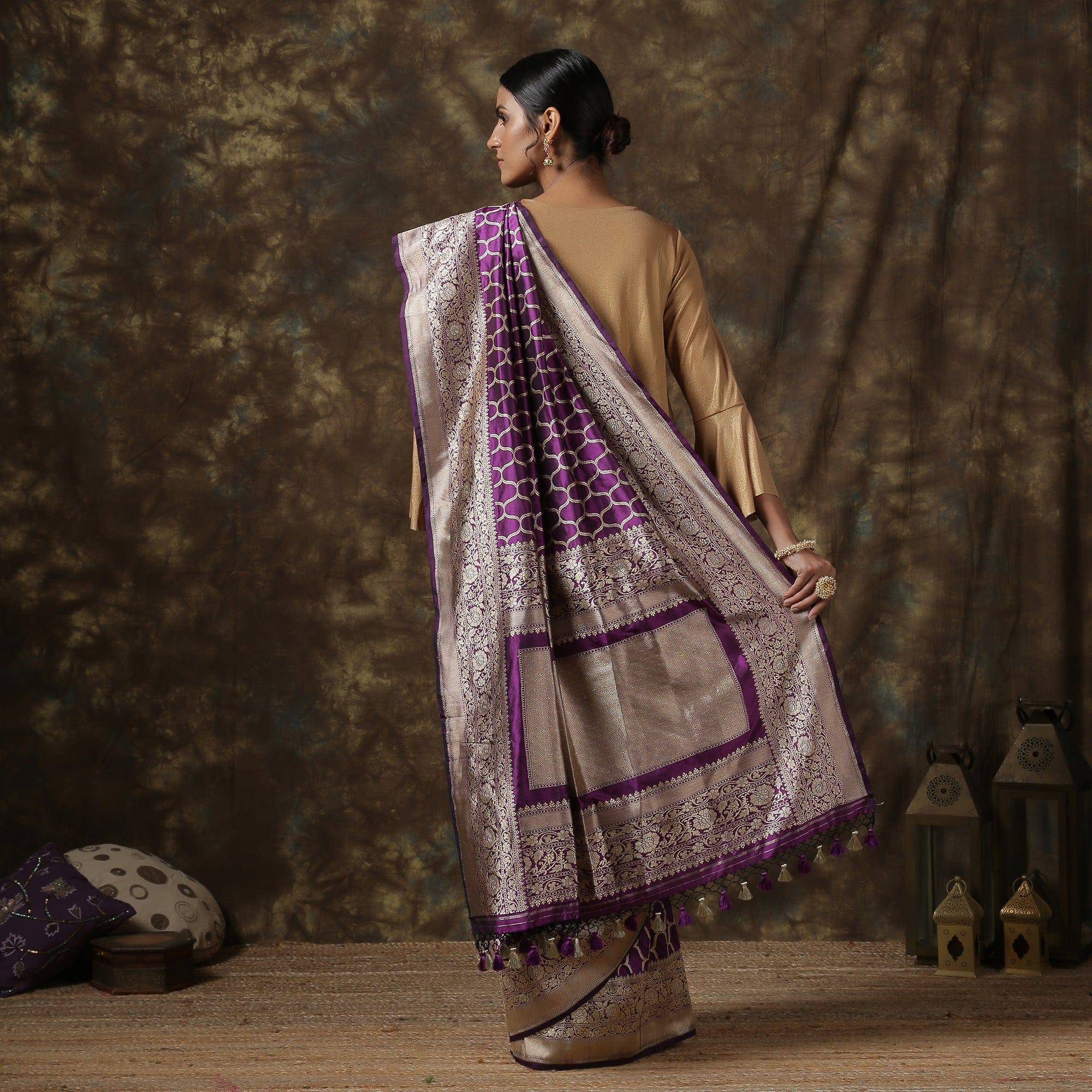 Handloom Banarasi Katan Silk Purple Saree