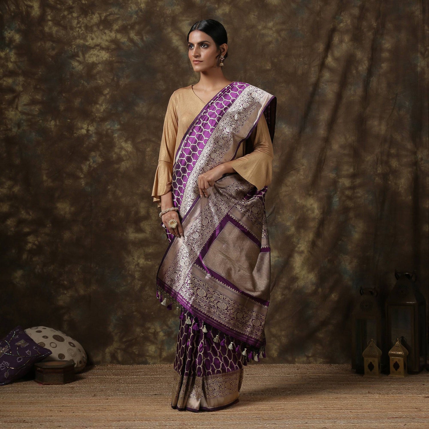 Handloom Banarasi Katan Silk Purple Saree
