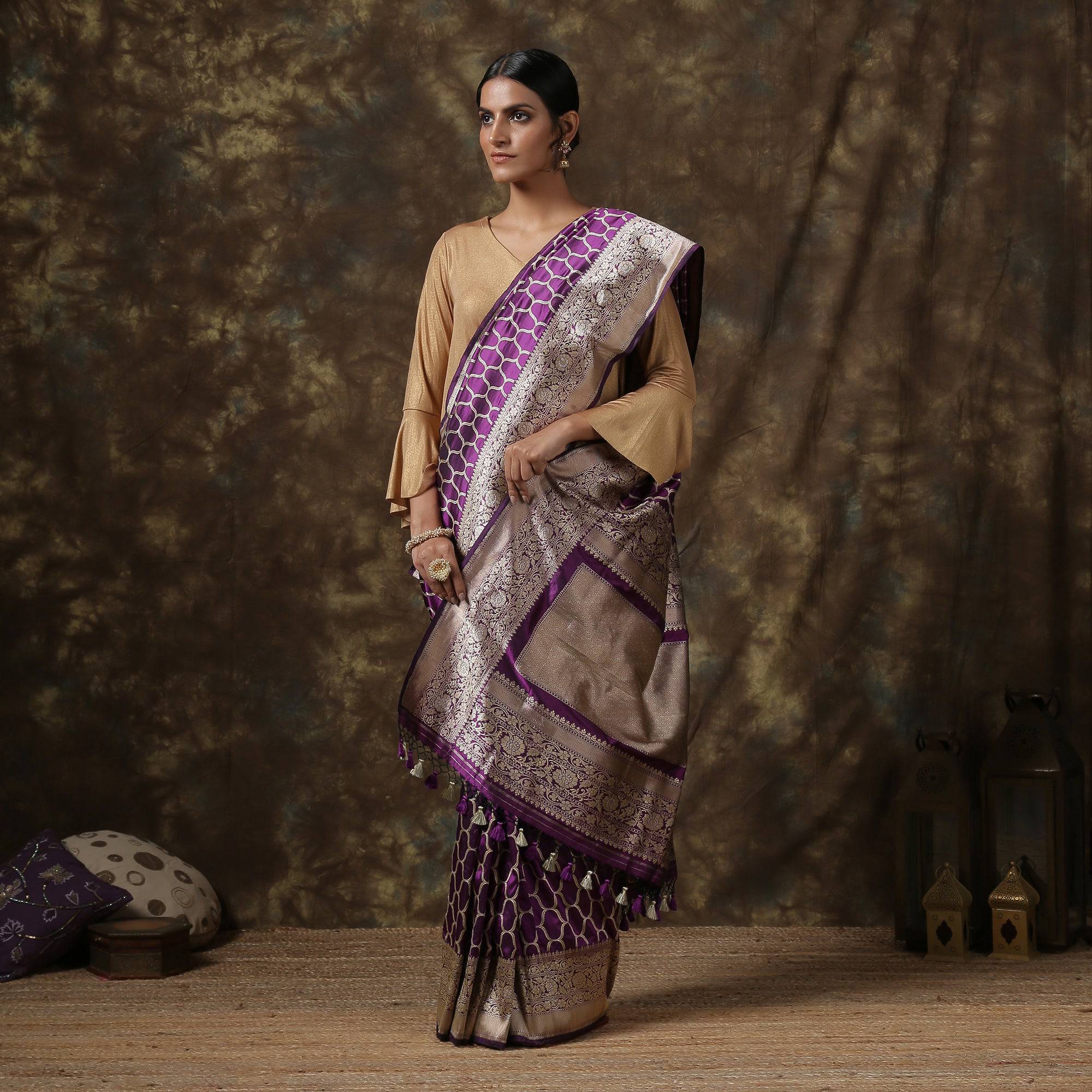 Handloom Banarasi Katan Silk Purple Saree
