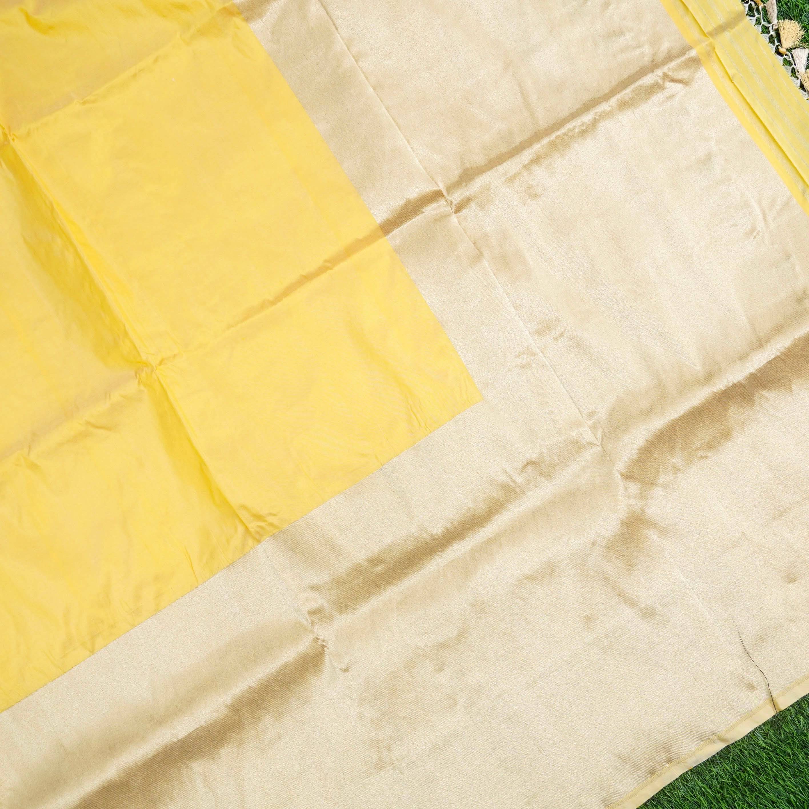 Handloom Banarasi Katan Silk Yellow Saree - Khinkhwab