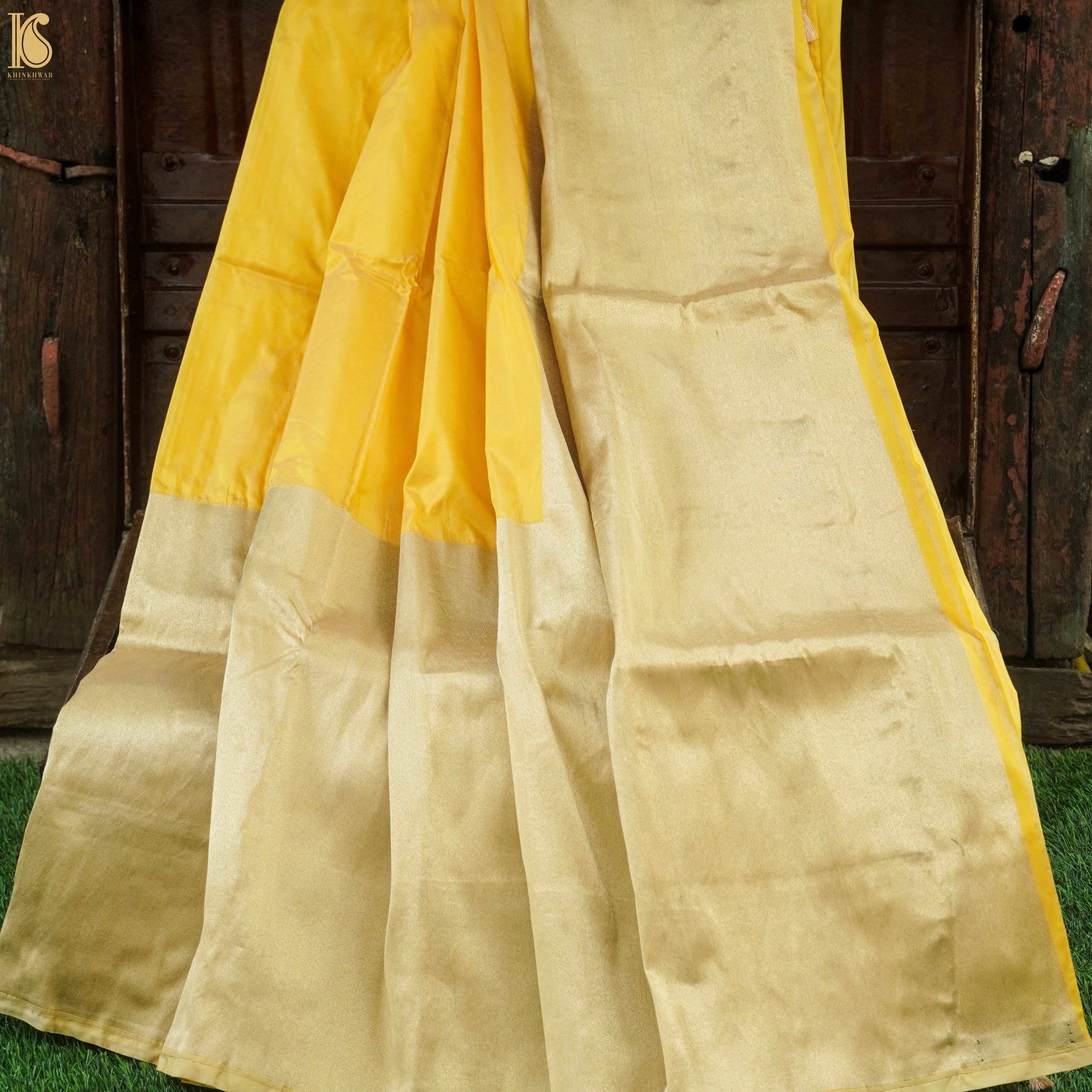 Handloom Banarasi Katan Silk Yellow Saree - Khinkhwab