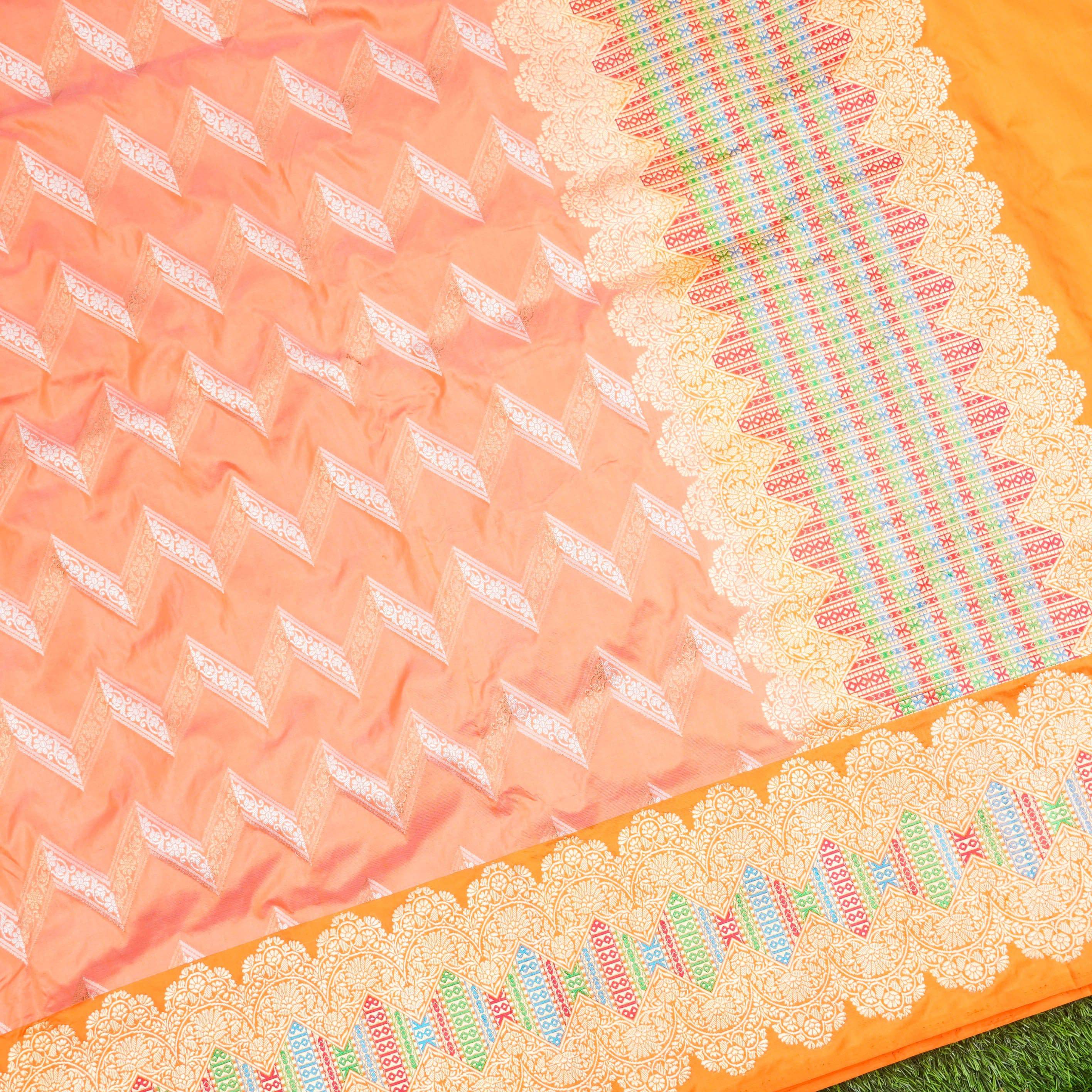 Handloom Banarasi Pure Katan Silk Saree with Meenakari Border