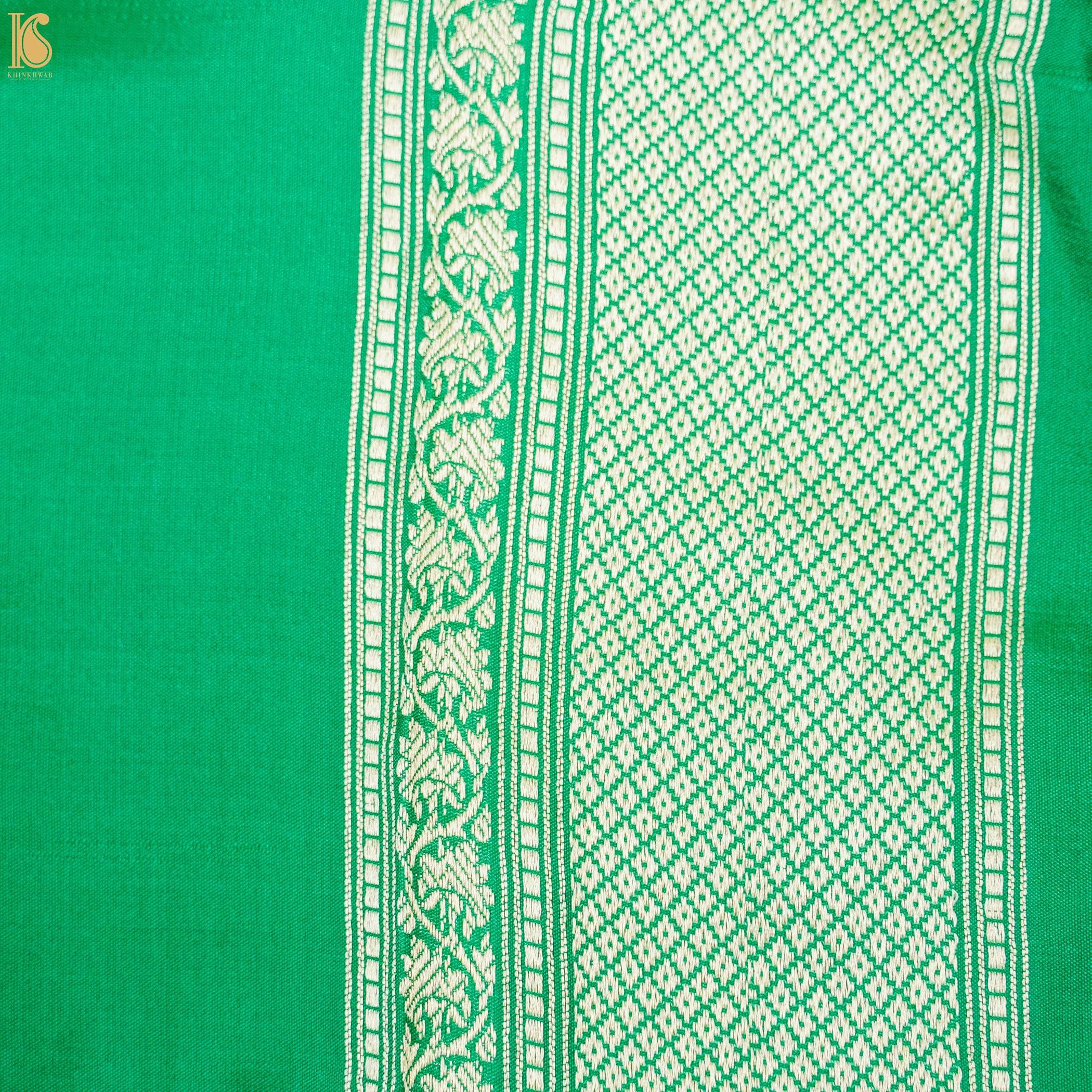 Handloom Katan Silk Red Green Banarasi Saree