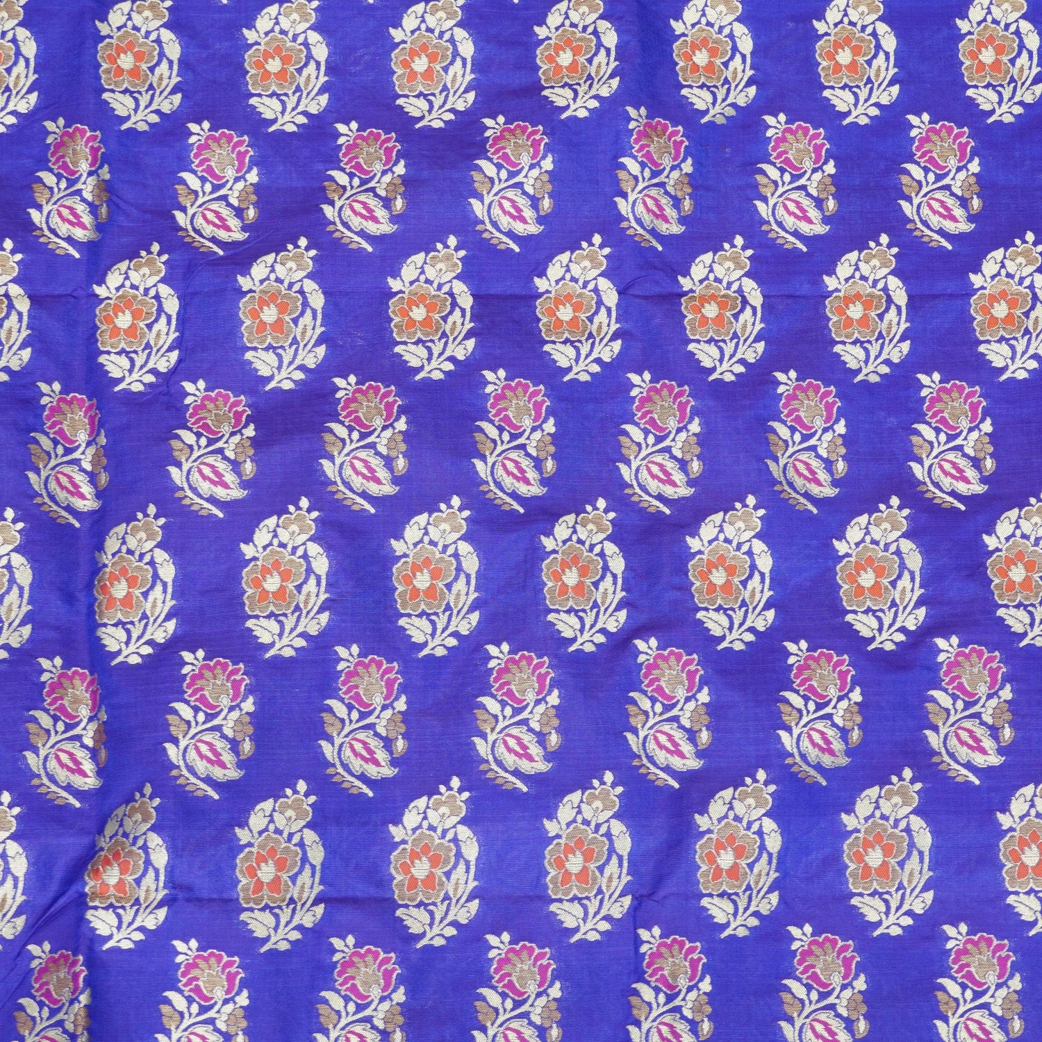 Handwoven Blue Pure Katan Silk Banarasi Blouse Fabric