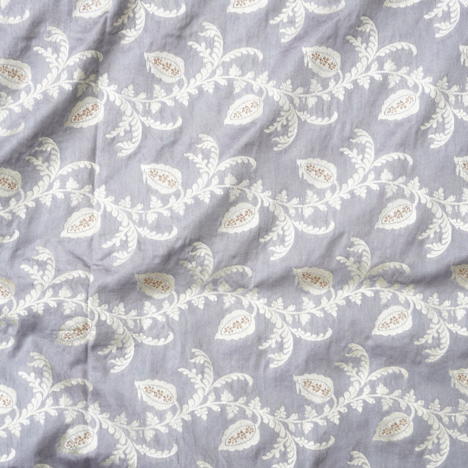 Handwoven Grey Pure Katan Silk Banarasi Blouse Fabric