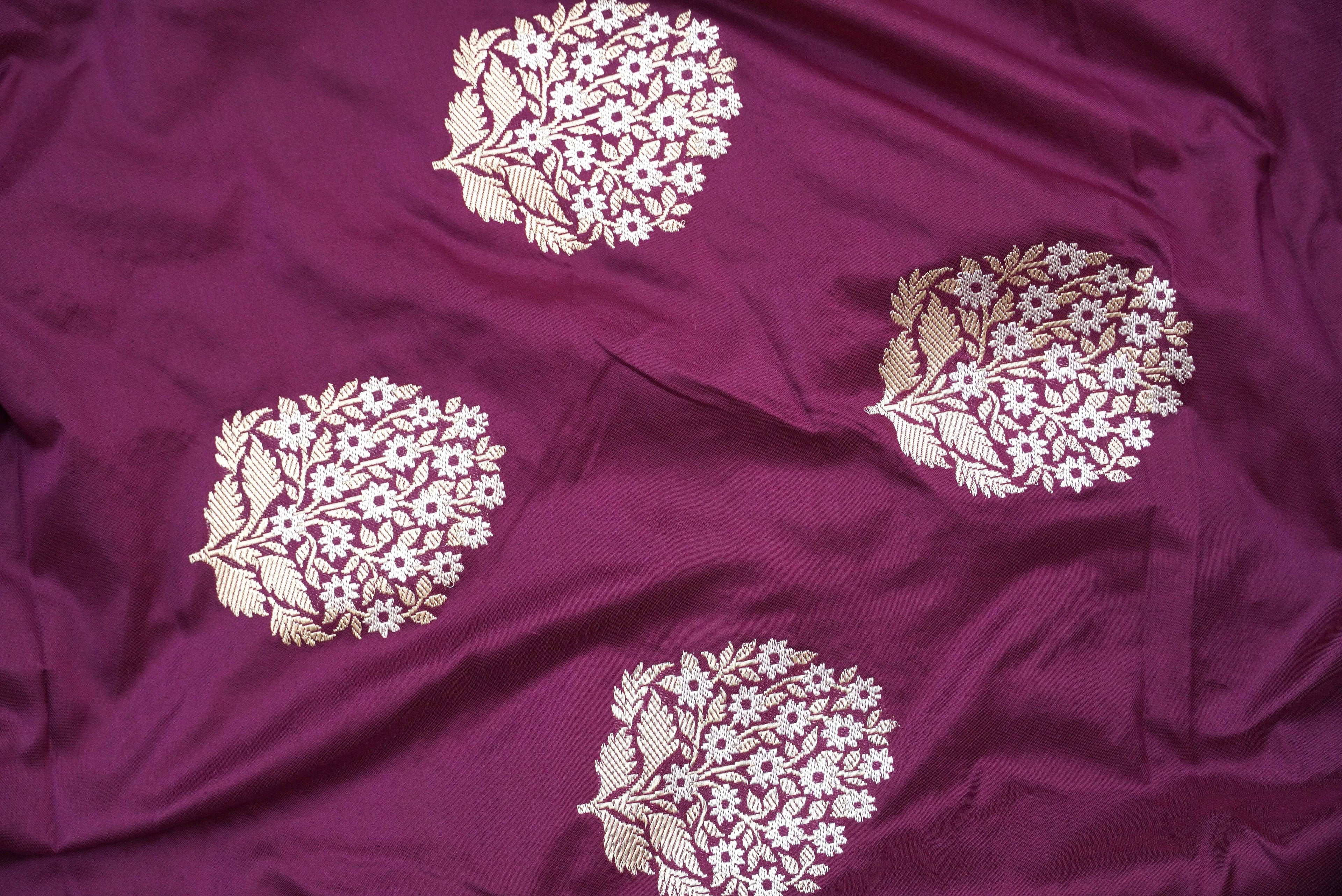 Handwoven Katan Silk Banarasi Fabric - 3 Piece