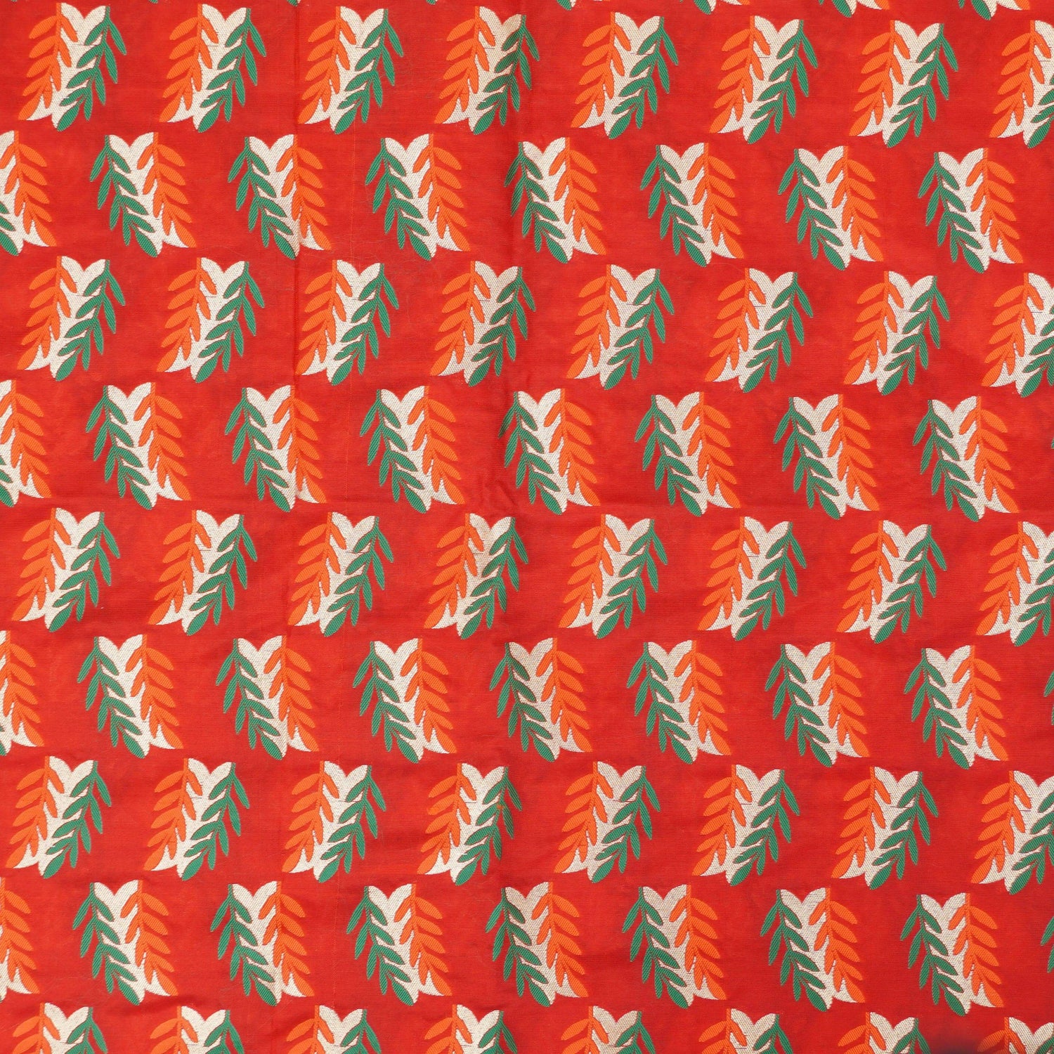 Handwoven Orange Pure Katan Silk Banarasi Blouse Fabric