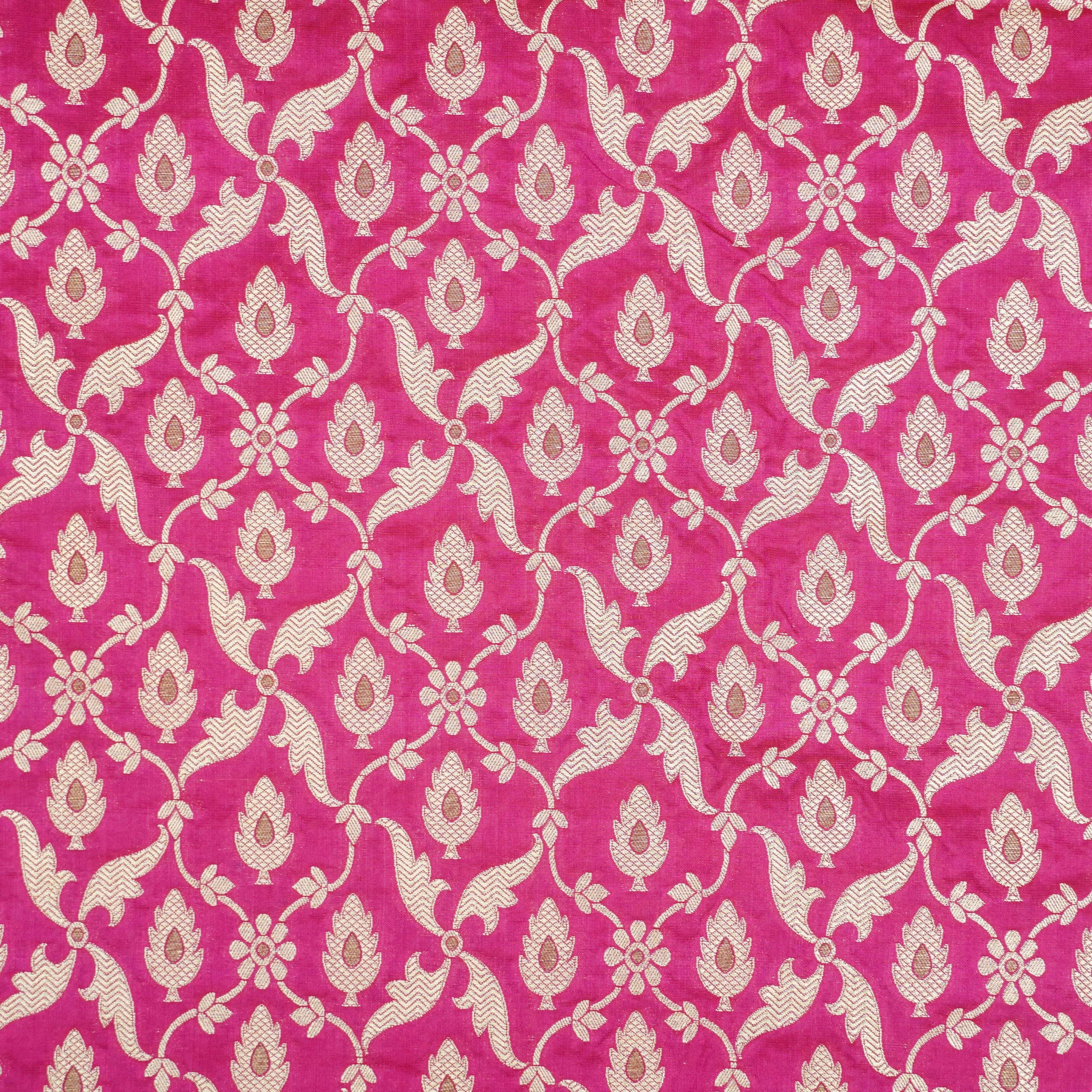 Handwoven Pink Pure Katan Silk Banarasi Blouse Fabric