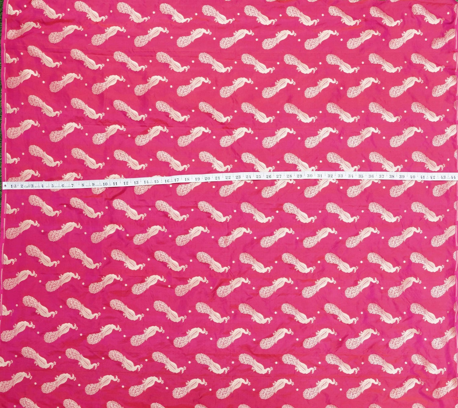 Handwoven Pink Pure Katan Silk Banarasi Fabric