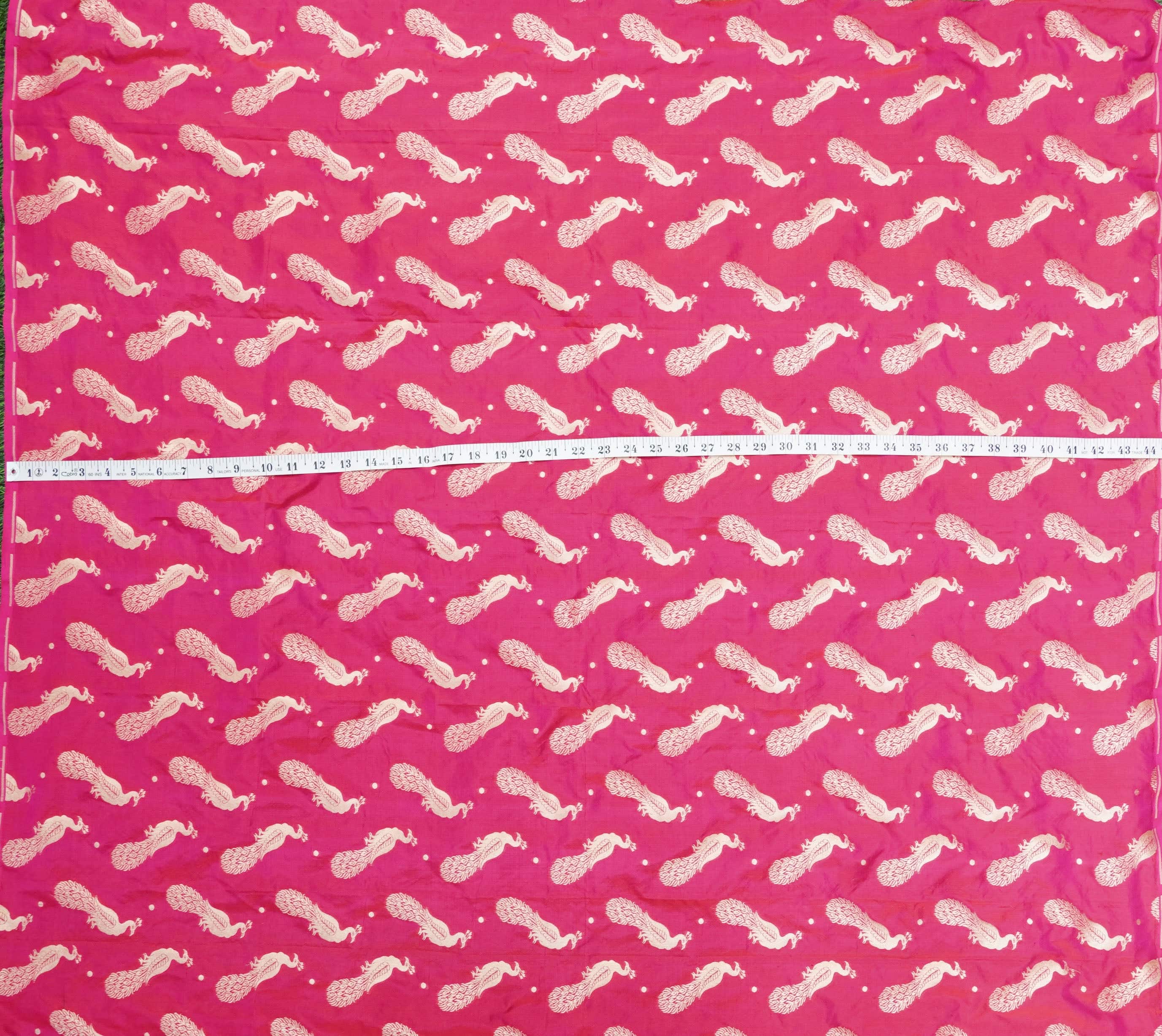 Handwoven Pink Pure Katan Silk Banarasi Fabric