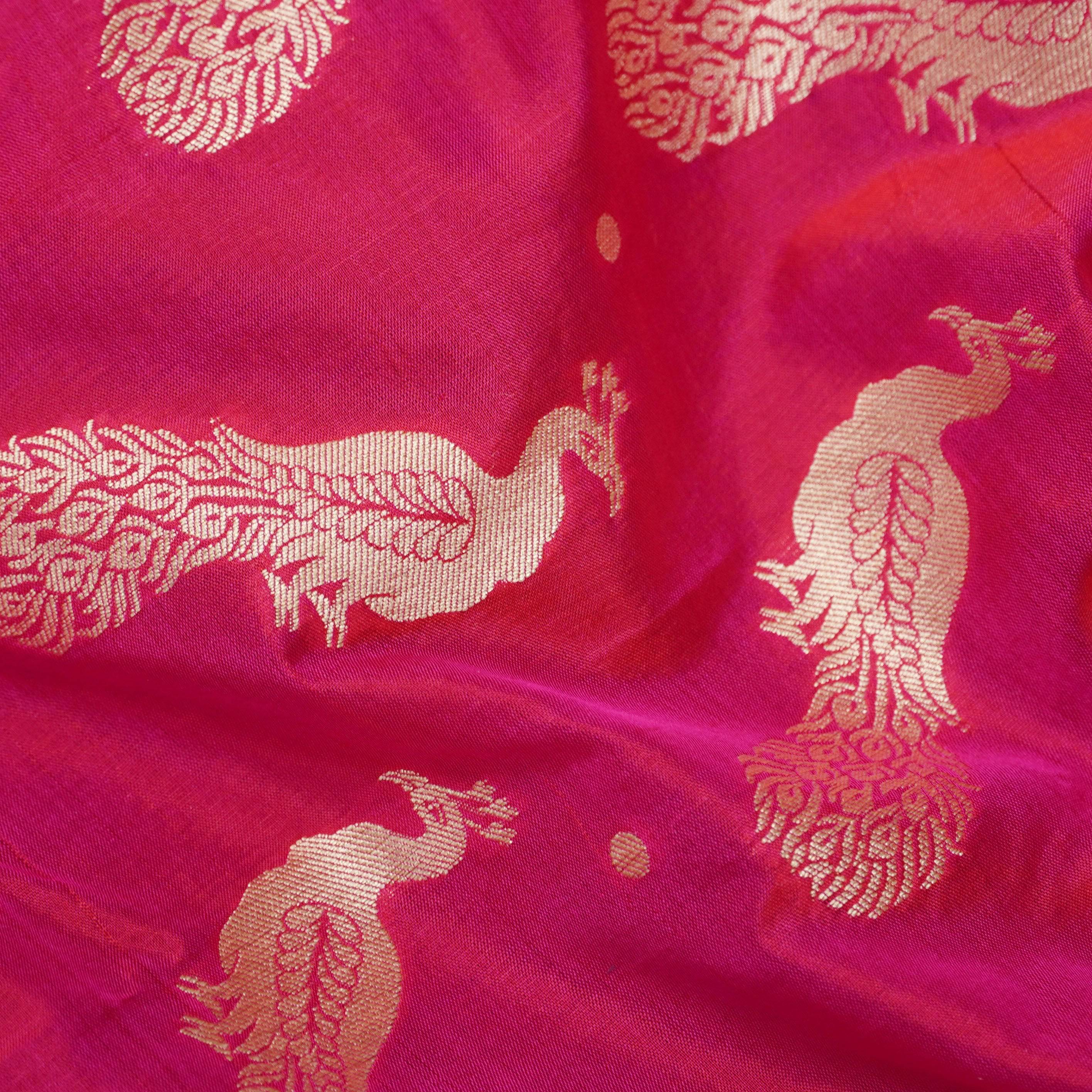 Handwoven Pink Pure Katan Silk Banarasi Fabric