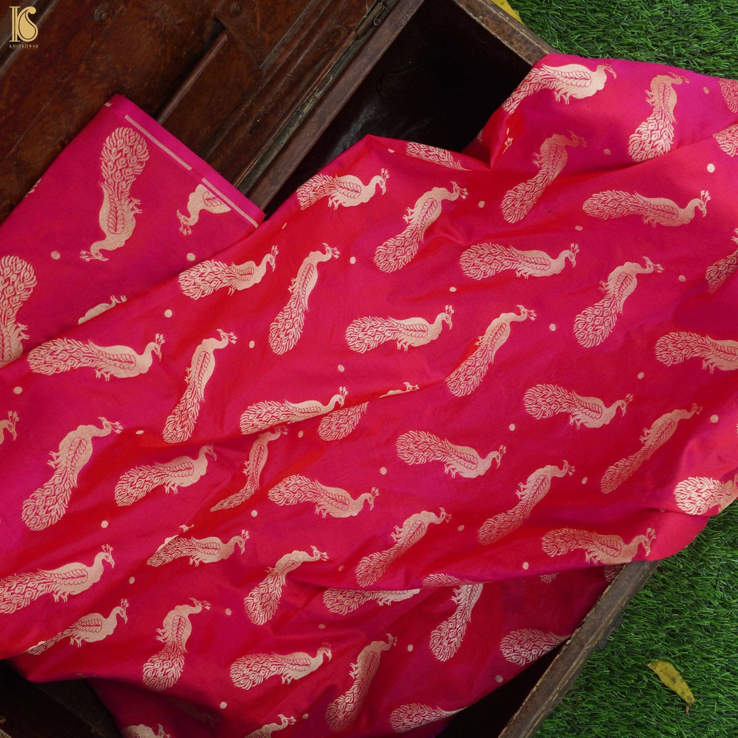 Handwoven Pink Pure Katan Silk Banarasi Fabric