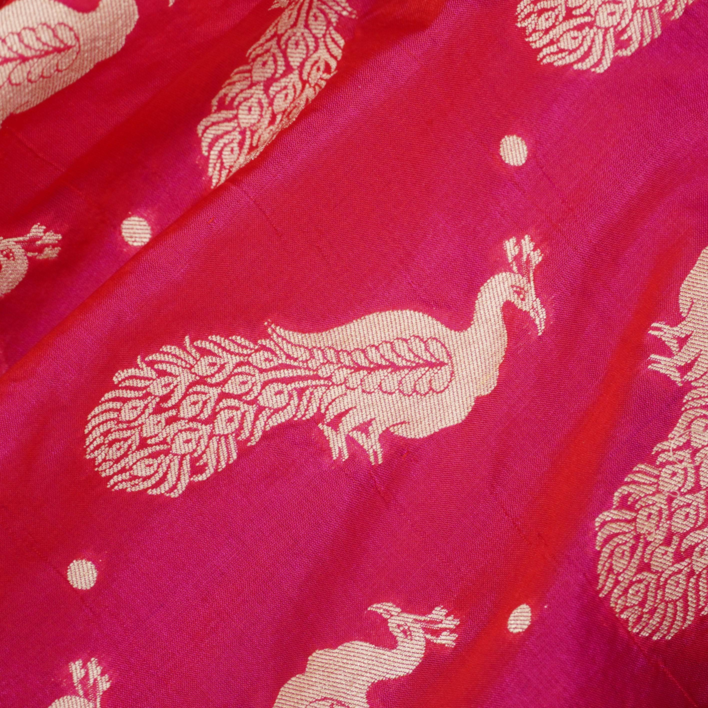 Handwoven Pink Pure Katan Silk Banarasi Fabric